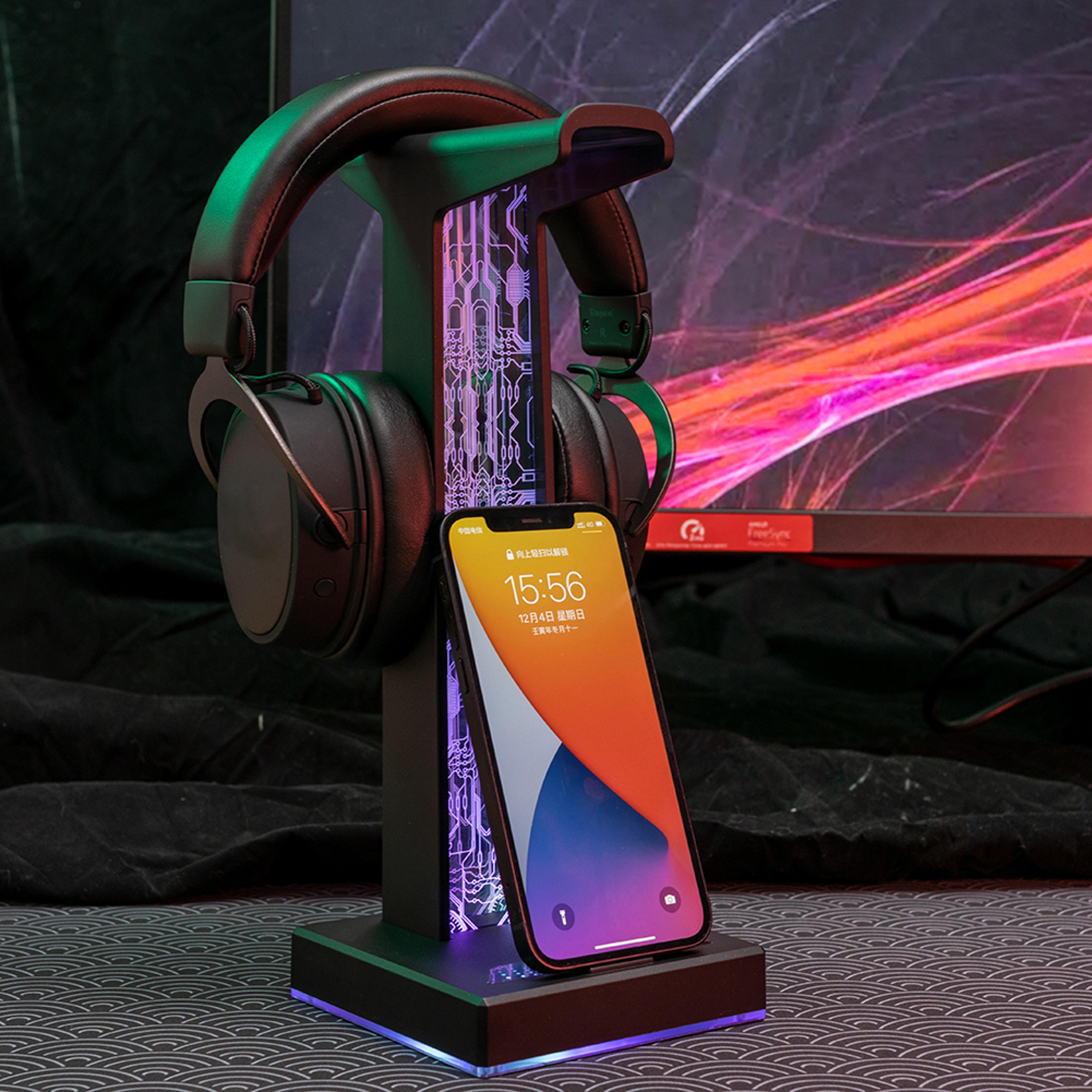 Headphone Stand With Dual USB Ports  LED Lighting Effects Gaming Headset Holder For PC And Gamer De 0