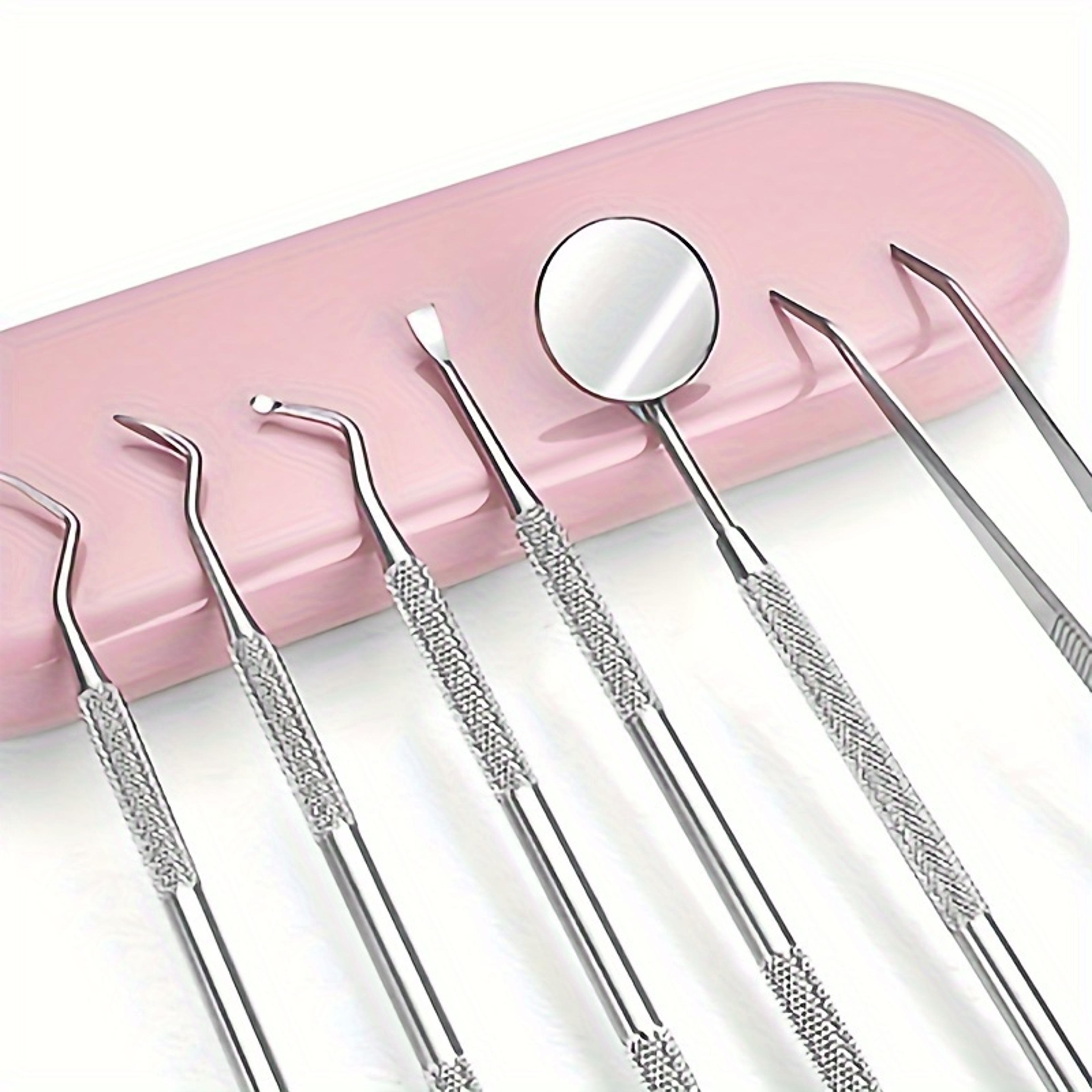 tooth cleaning kit with tongue scraper tweezers & toothpick tools non slip handle and convenient storage case