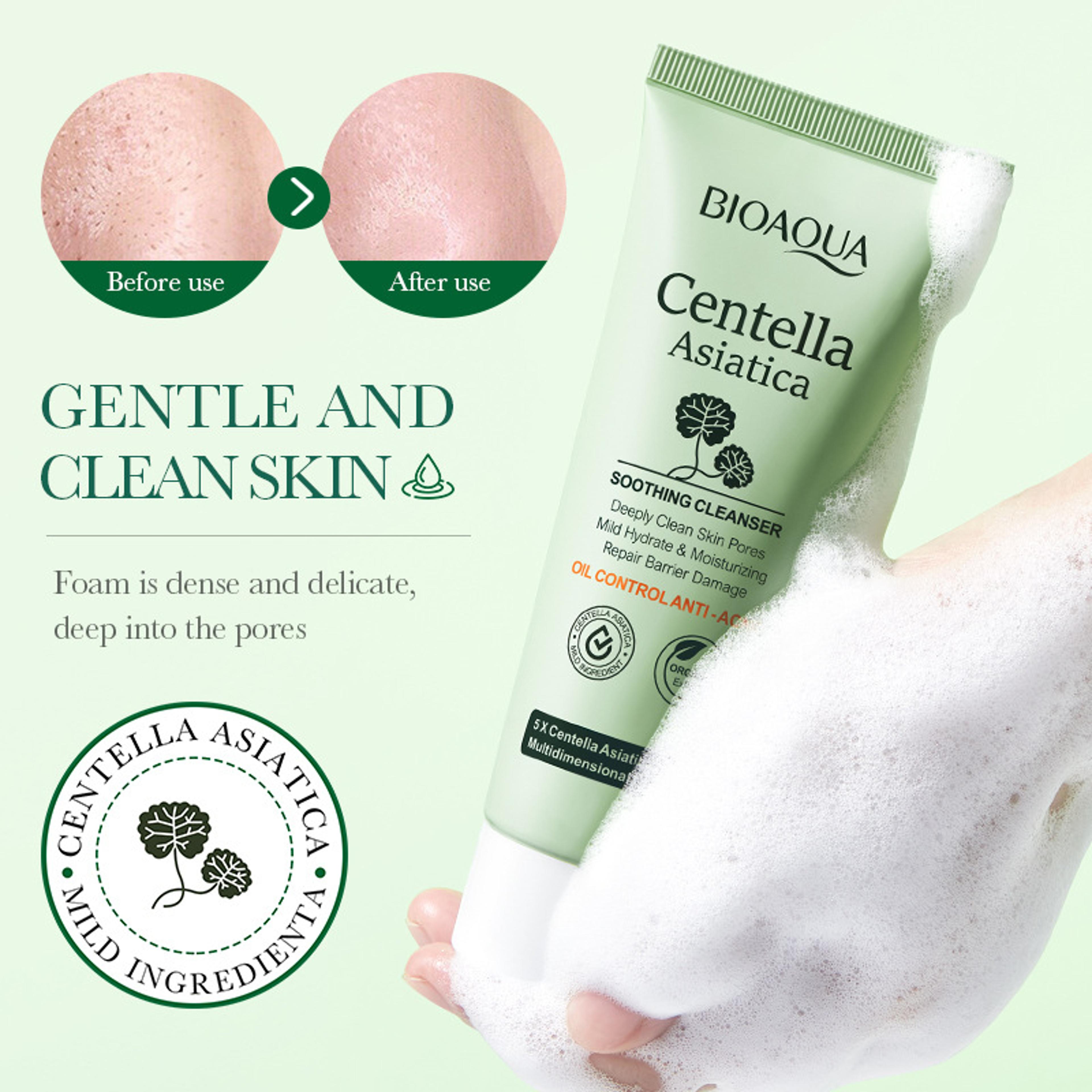 Centella Asiatica Facial Cleanser Moisturizing  Oil Control Face Wash Foam For Clear Hydrated Skin 4