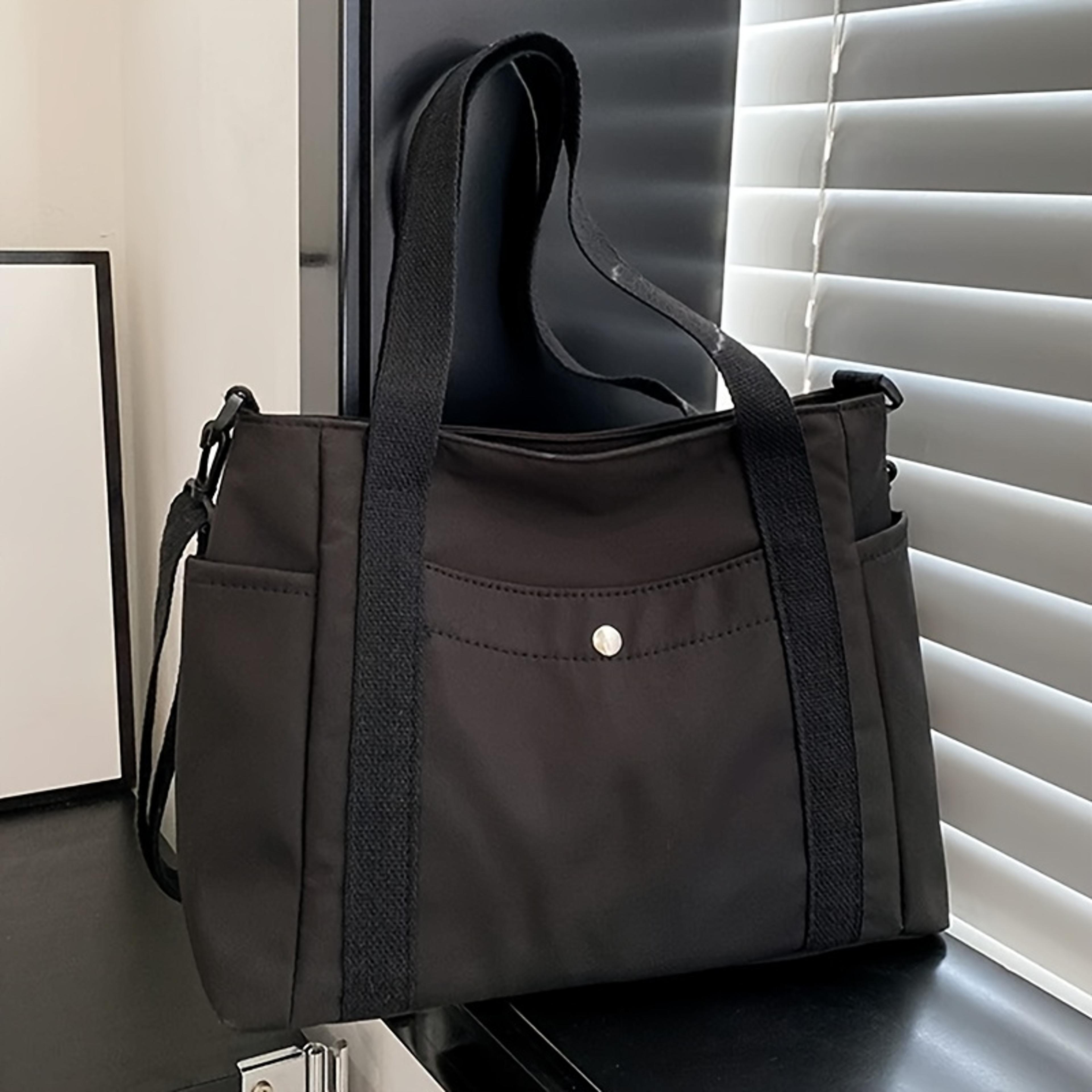 large capacity nylon crossbody bag casual solid color messenger shoulder bag with removable strap