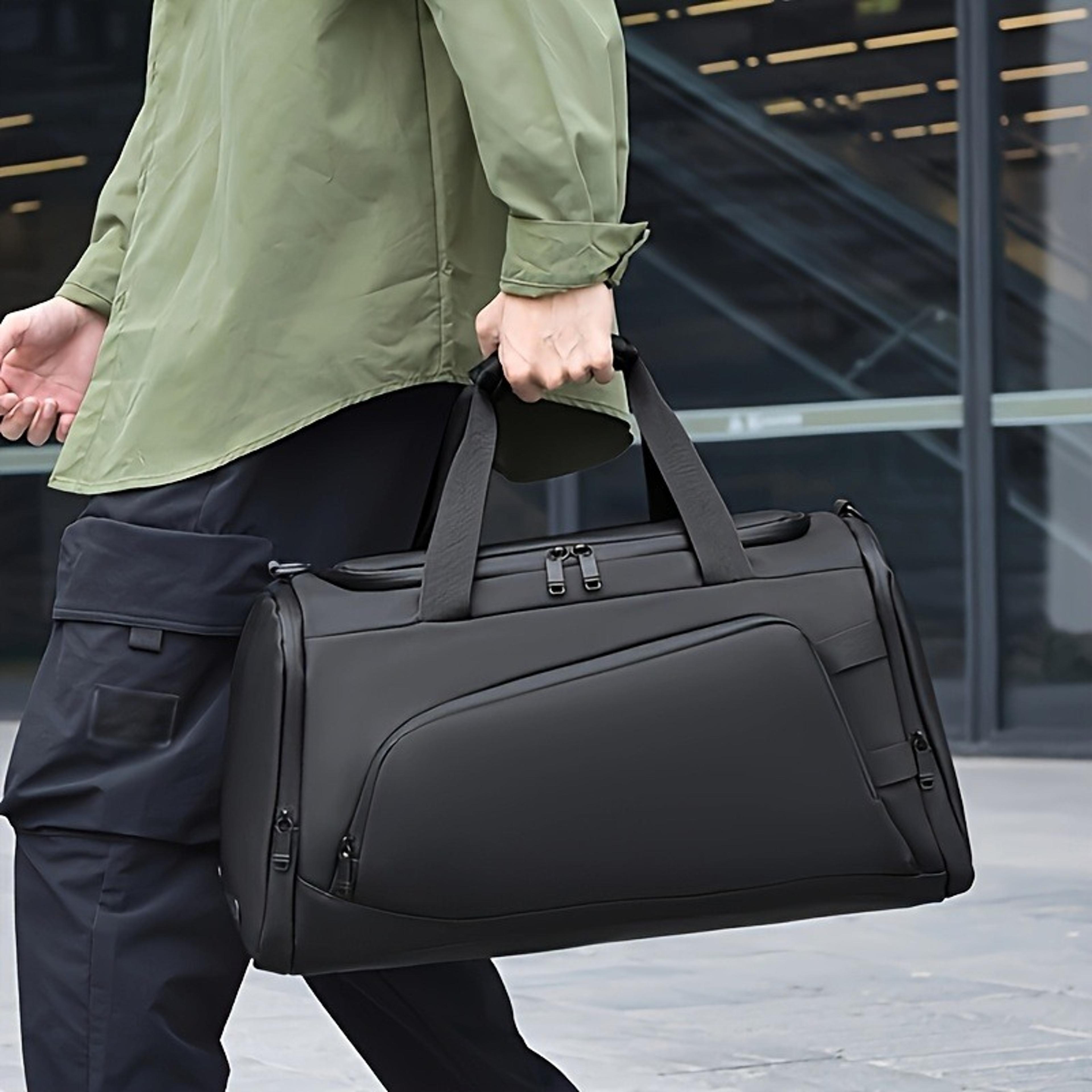 mens travel duffel bag with shoe compartment sports gym and weekend overnight bag