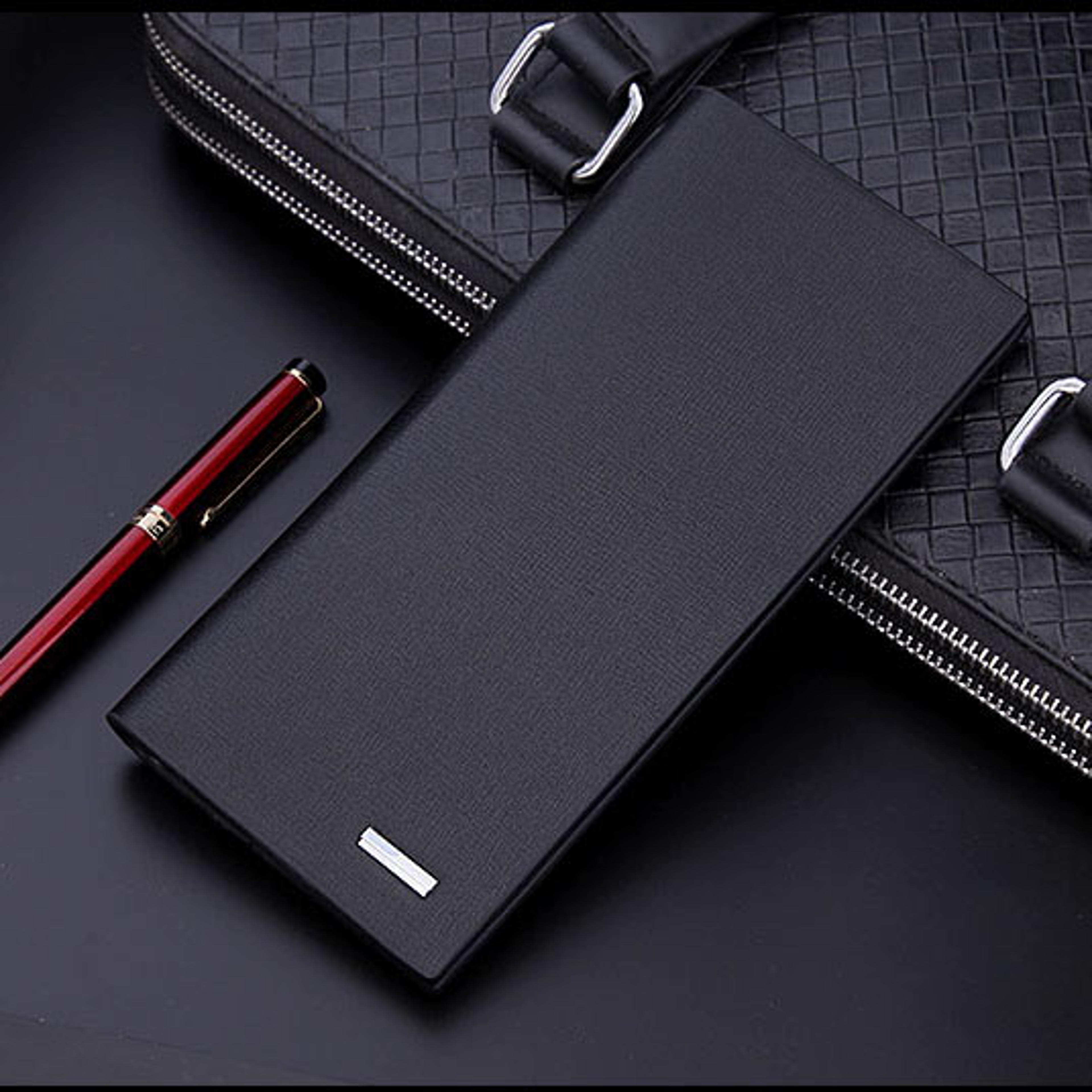 Mens Slim Microfiber Leather Wallet Long Purse For Men Thin  Stylish Genuine Leather Bifold Wallet 4