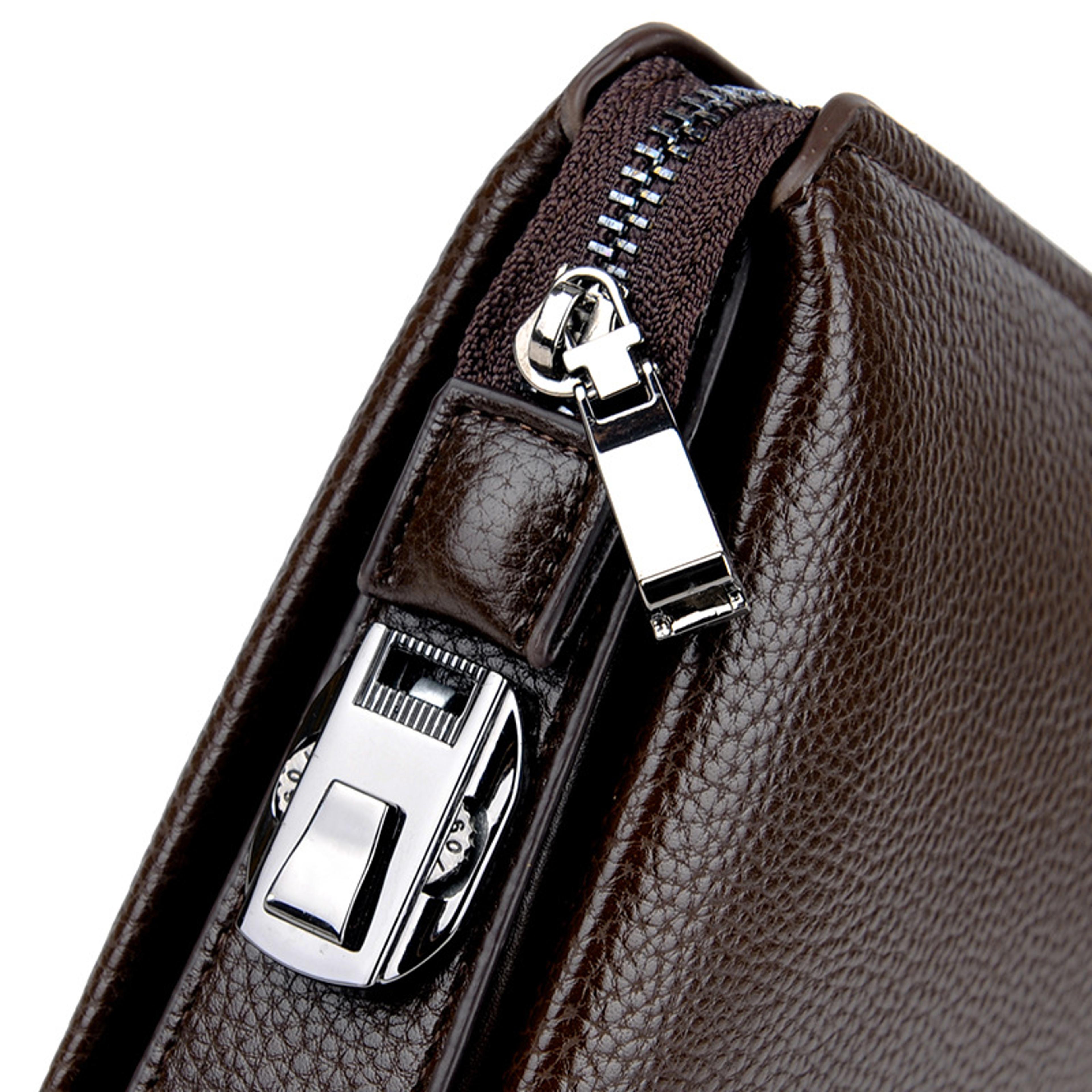 Mens High End PU Leather Long Wallet Large Capacity Anti Theft Clutch Wrist Bag With Multi Card Slo 2