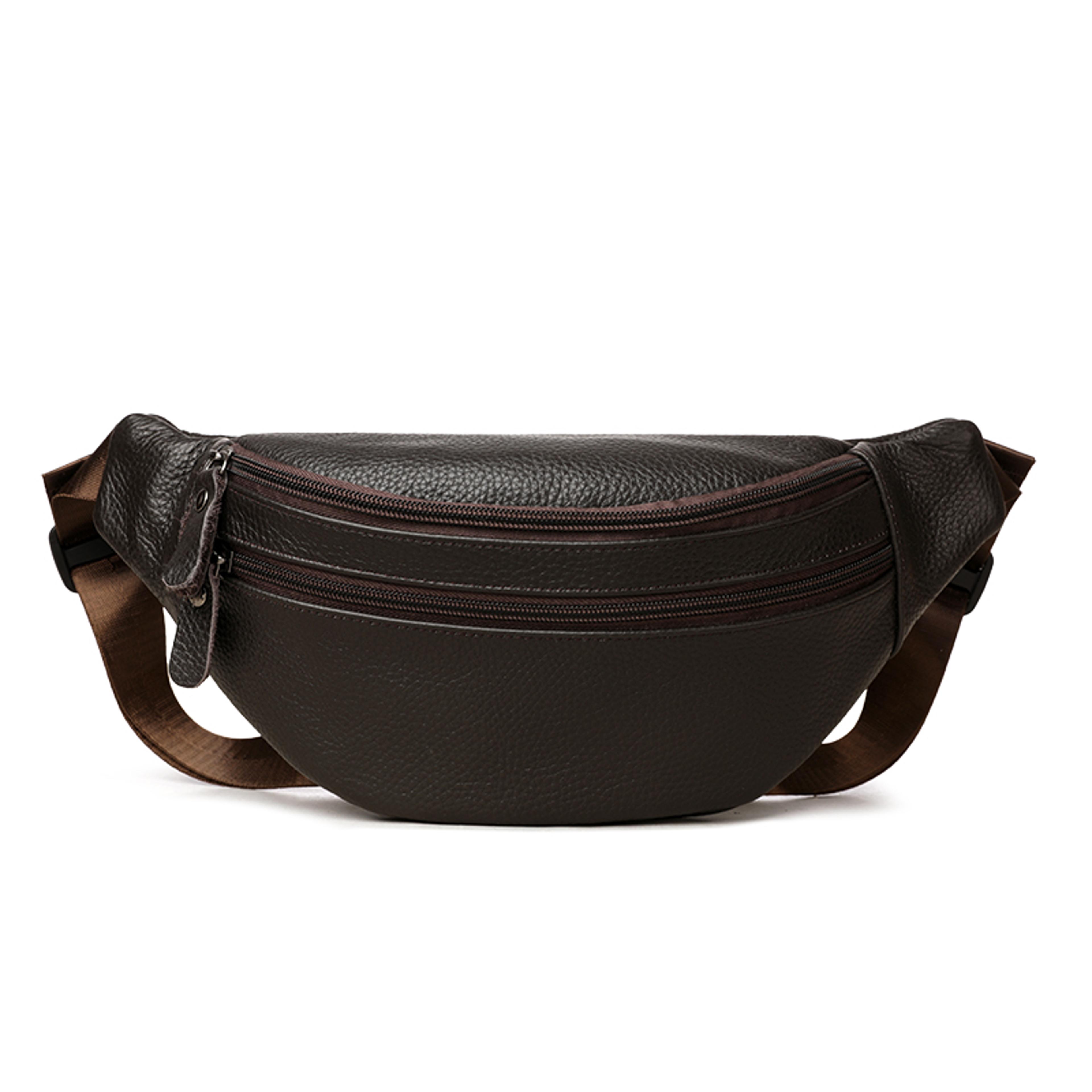 Minimalist Genuine Leather Waist Bag For Men  Women Vintage Crossbody Chest Pack 7