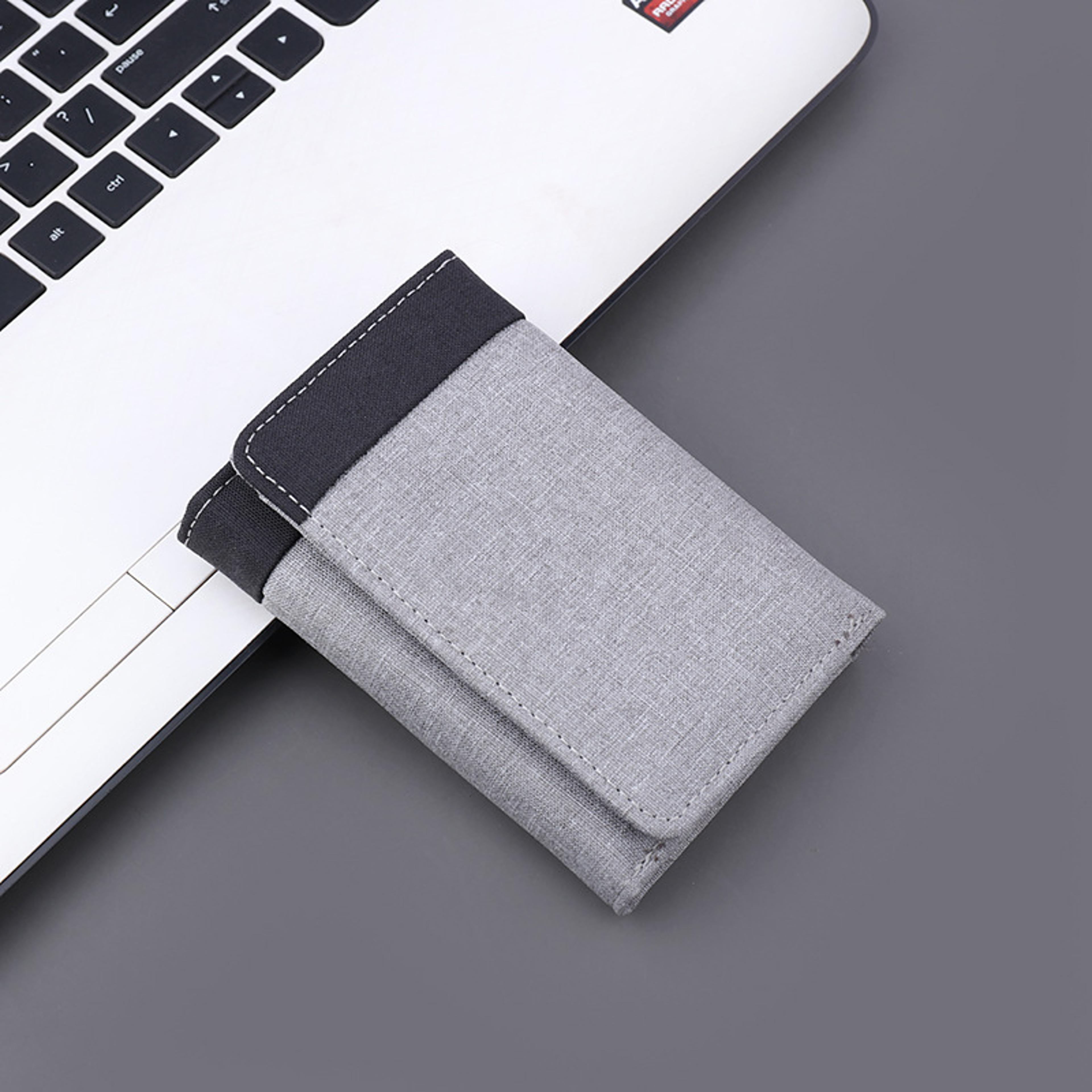 RFID Theft Protection Canvas Wallet For Men Triple Folding Coin Purse Short Contrast Wallet 5