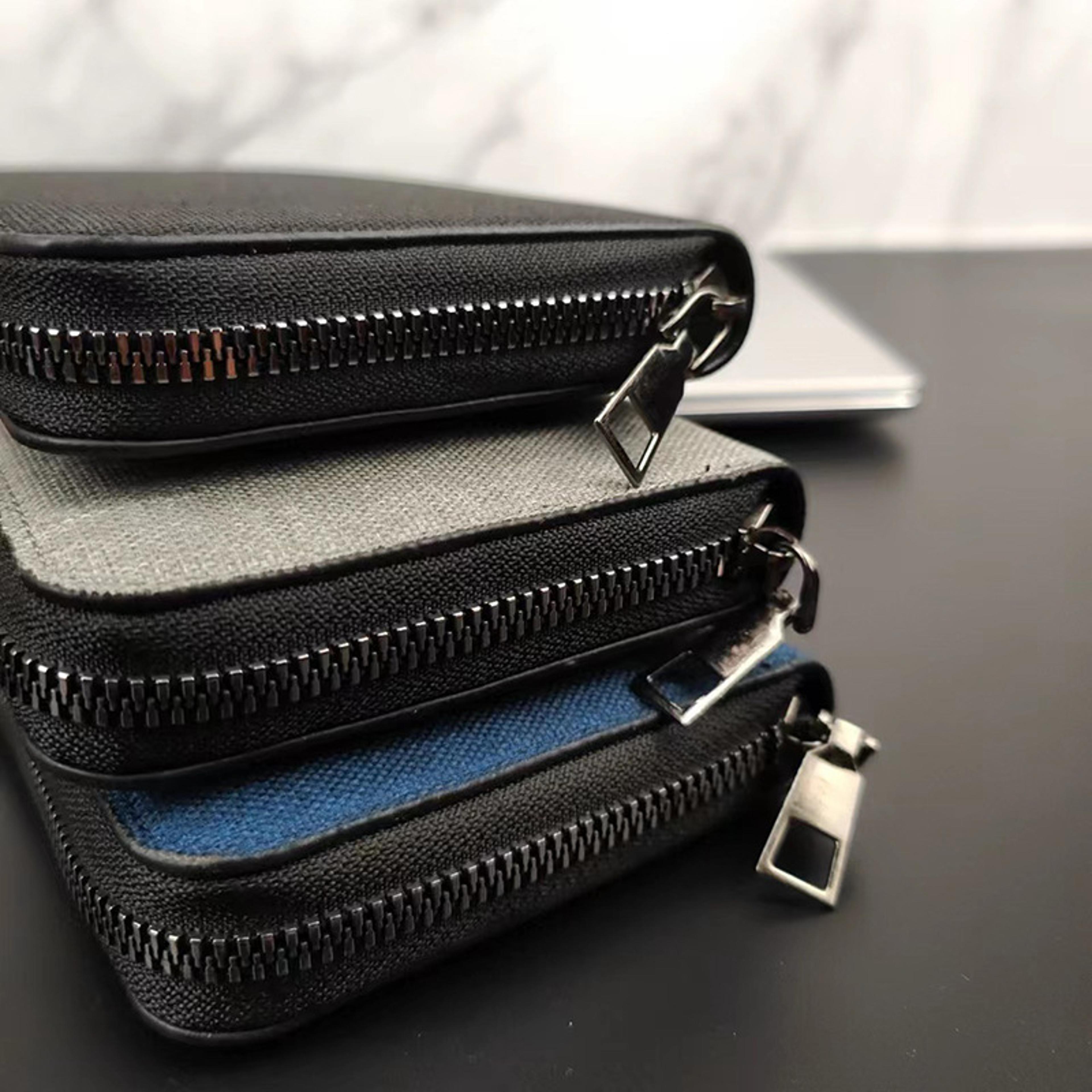 Mens Canvas Zippered Wallet With Large Capacity Multiple Card Slots  Coin Pouch 1