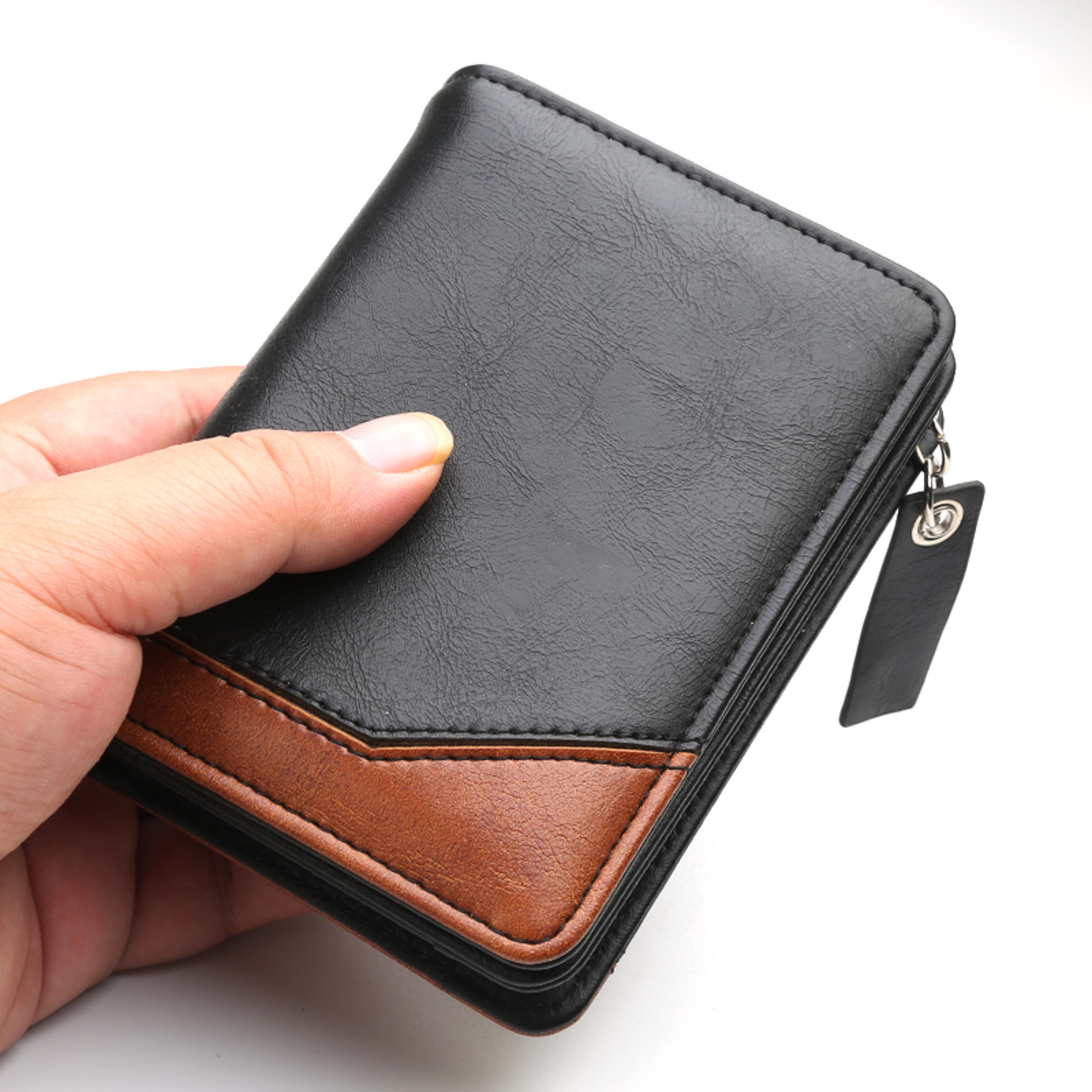 Vintage Leather Wallet For Men Large Capacity Zipper Coin Pocket PU Leather Card Holder Short Money 1