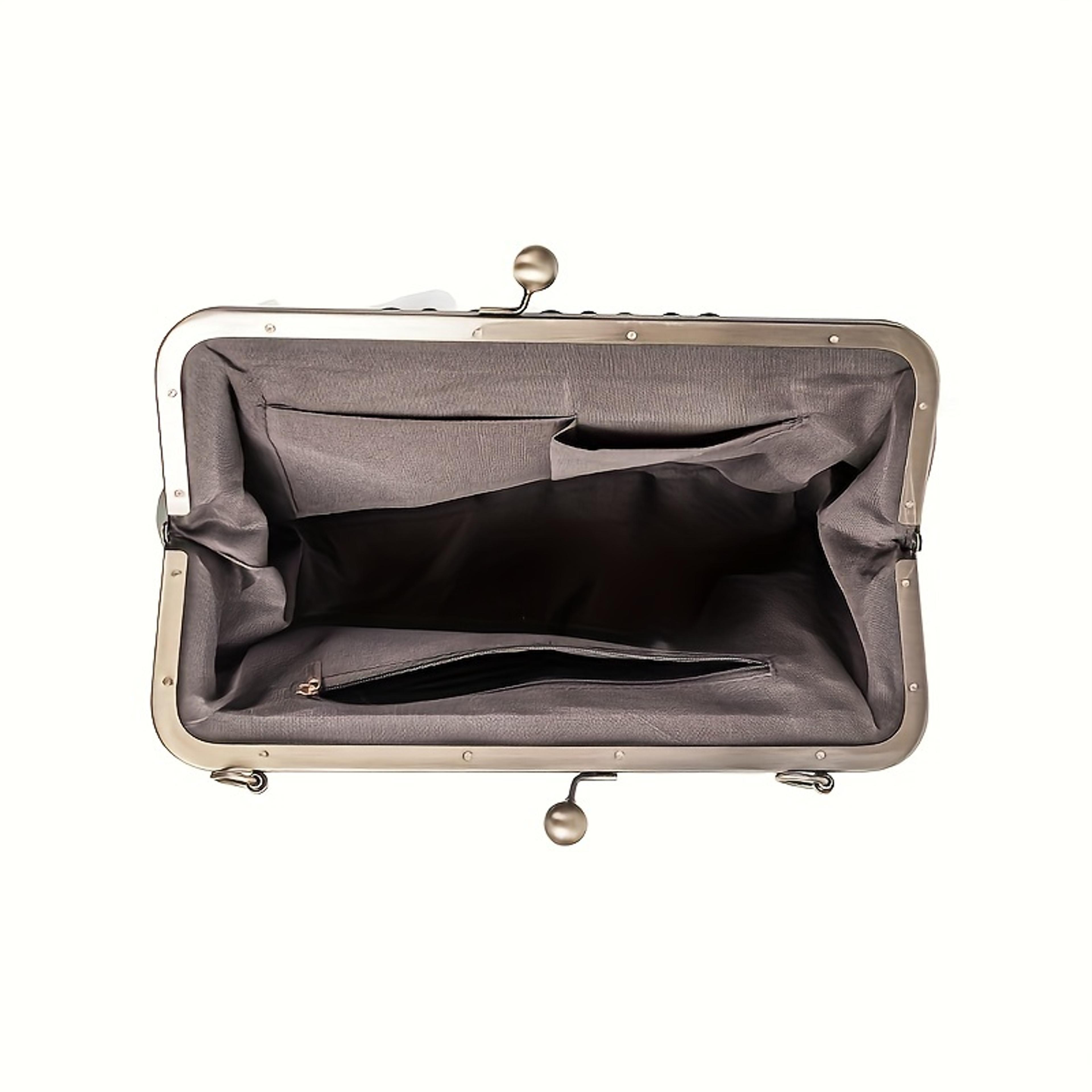 Vintage Top Handle Crossbody Bag Retro Kiss Lock Satchel Bag For Women 3