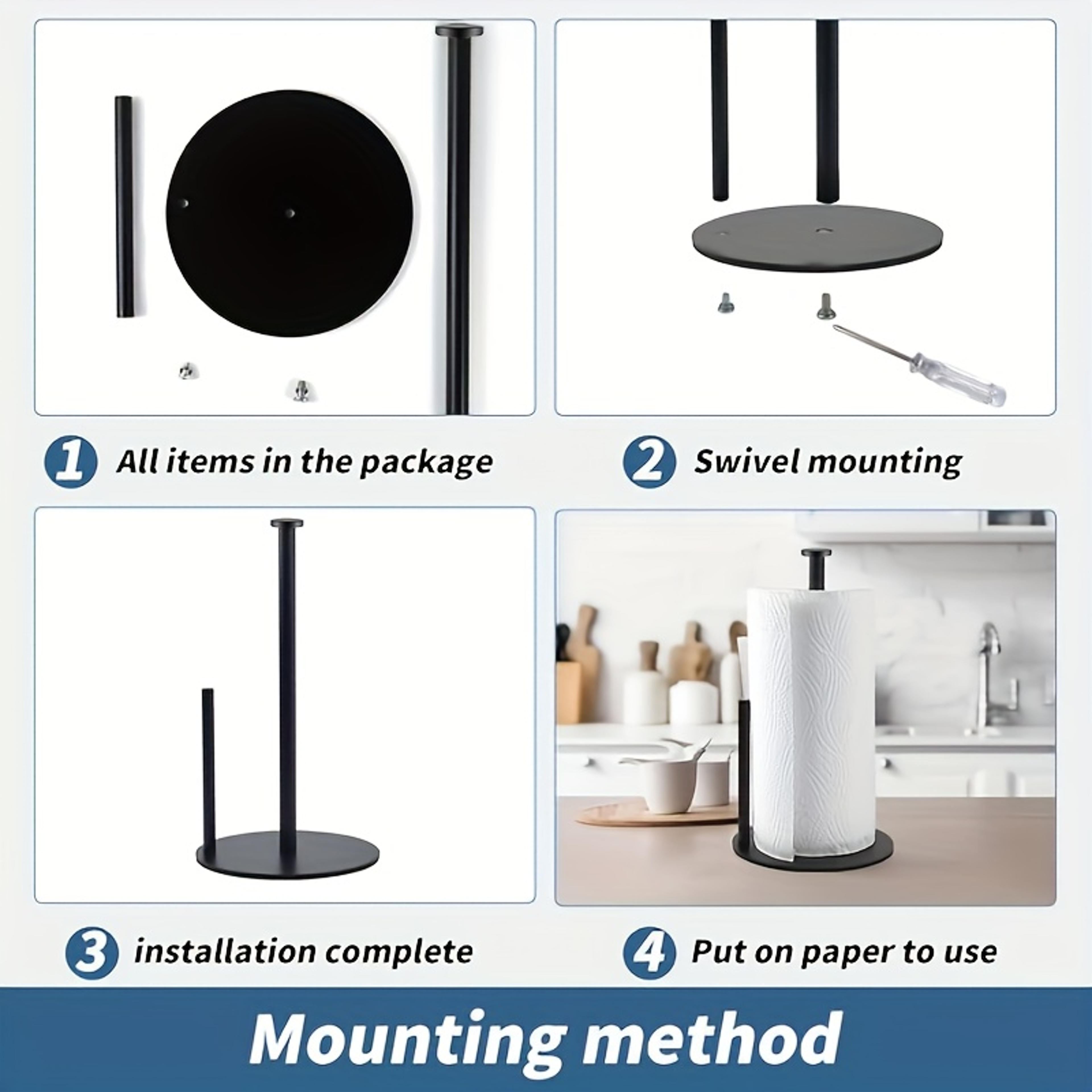 Weighted Paper Towel Holder For Kitchen  Bathroom Steady Countertop Stand 4