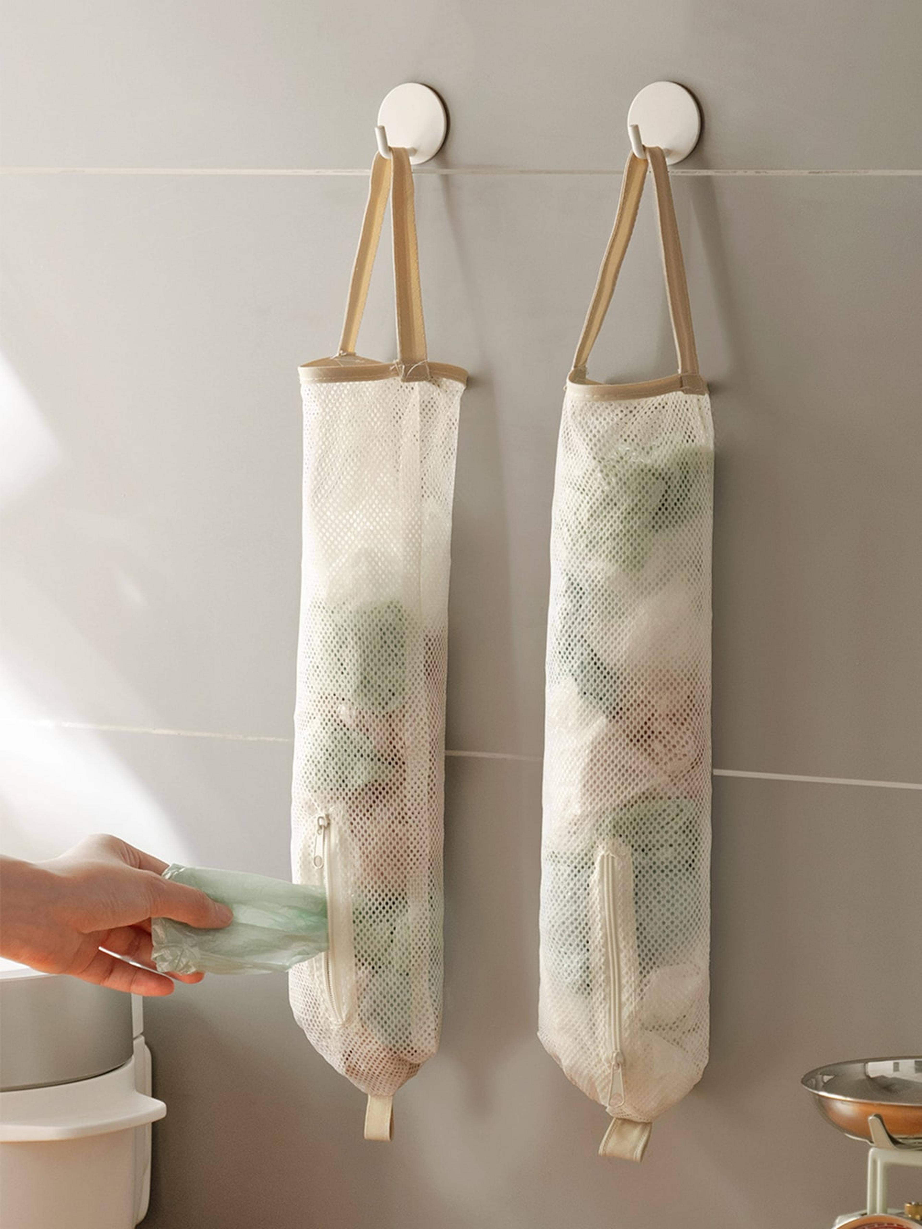 hanging garbage bag storage mesh bag convenient kitchen trash bag dispenser