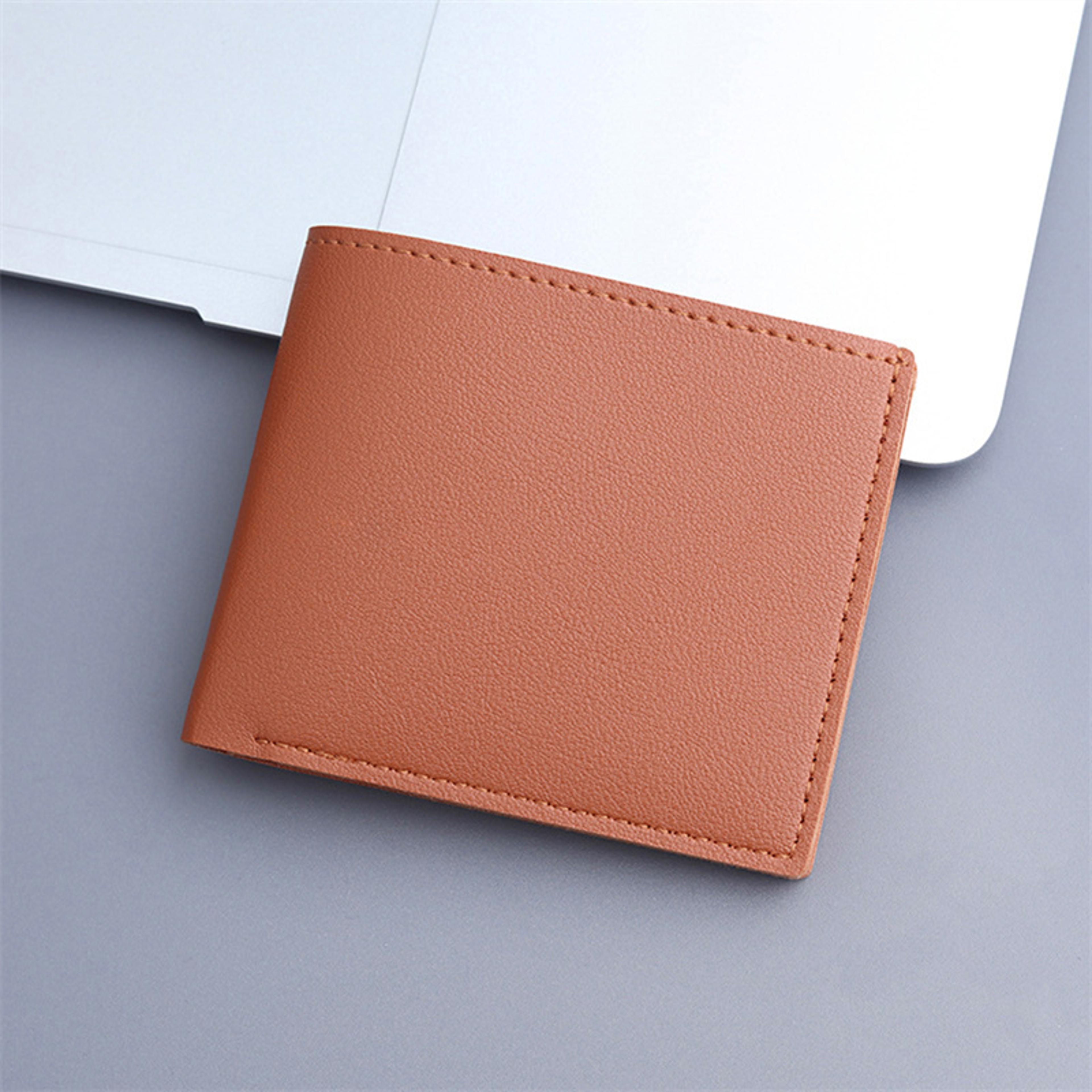 Mens Thin PU Leather Wallet Simple Solid Color Foldable Business Card Holder For Men 4