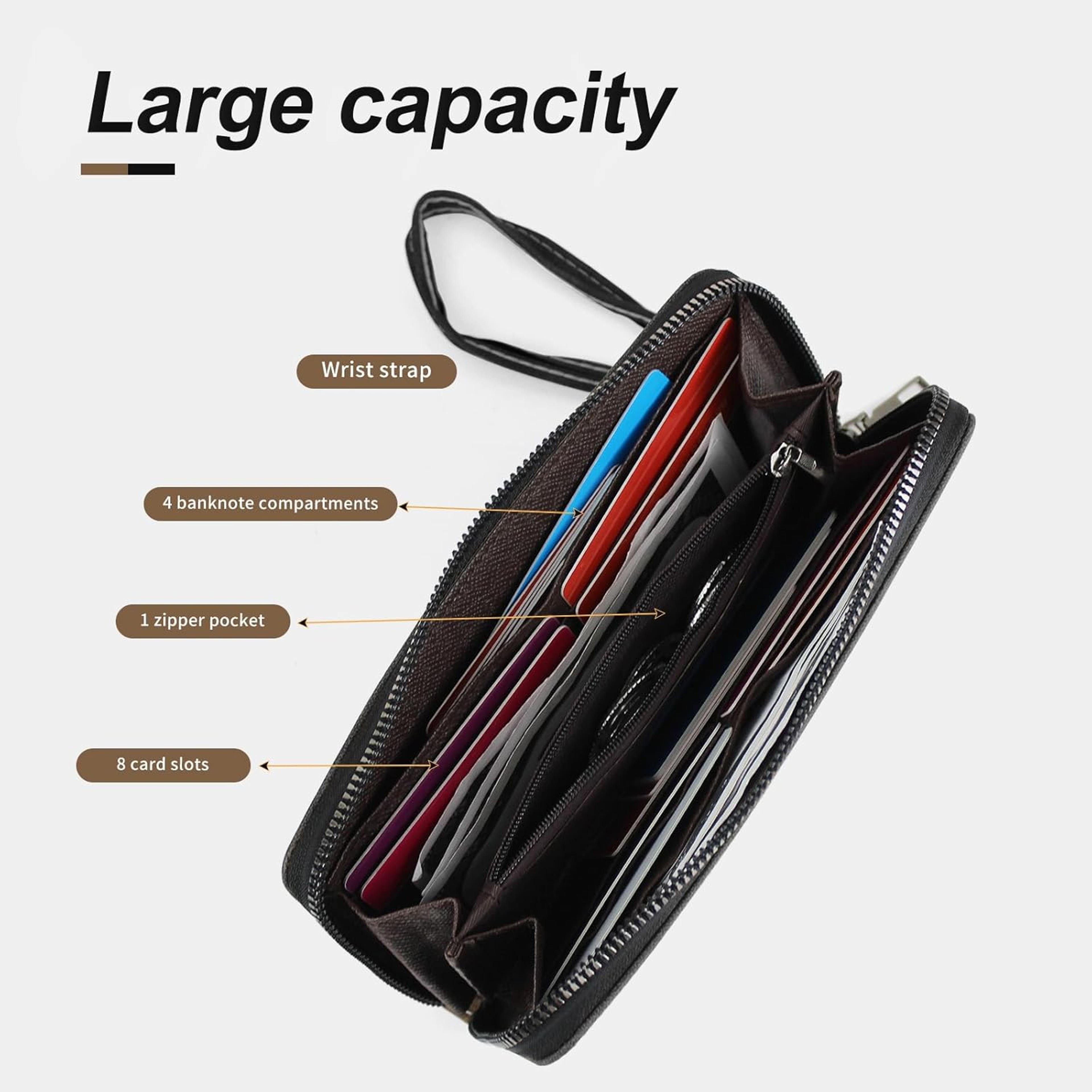 Mens Multi Functional Long Wallet Large Capacity Zipper Coin Purse  Mobile Phone Bag 3