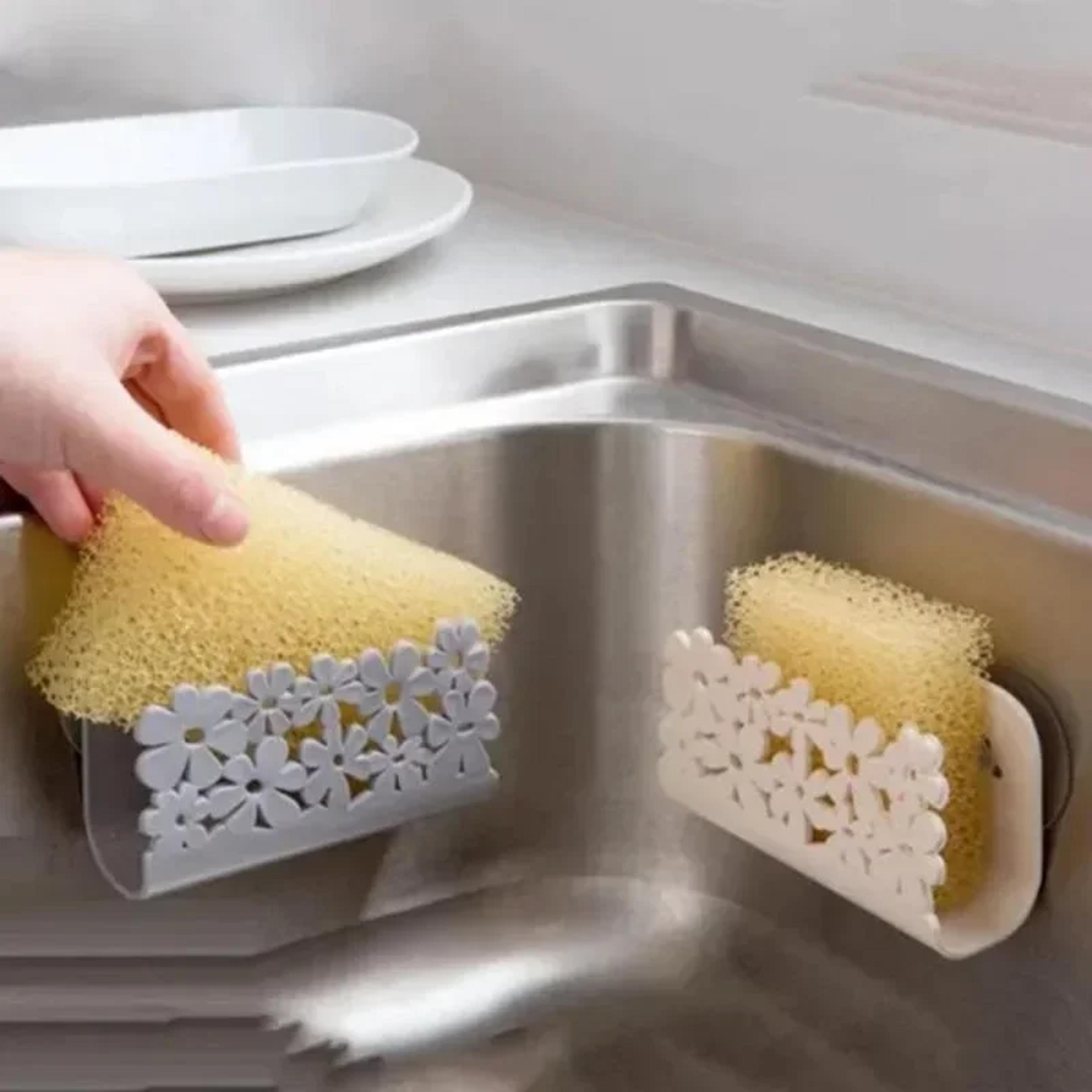 Multi Use Kitchen Sponge Holder  Dish Cloth Rack Clip Organizer 4