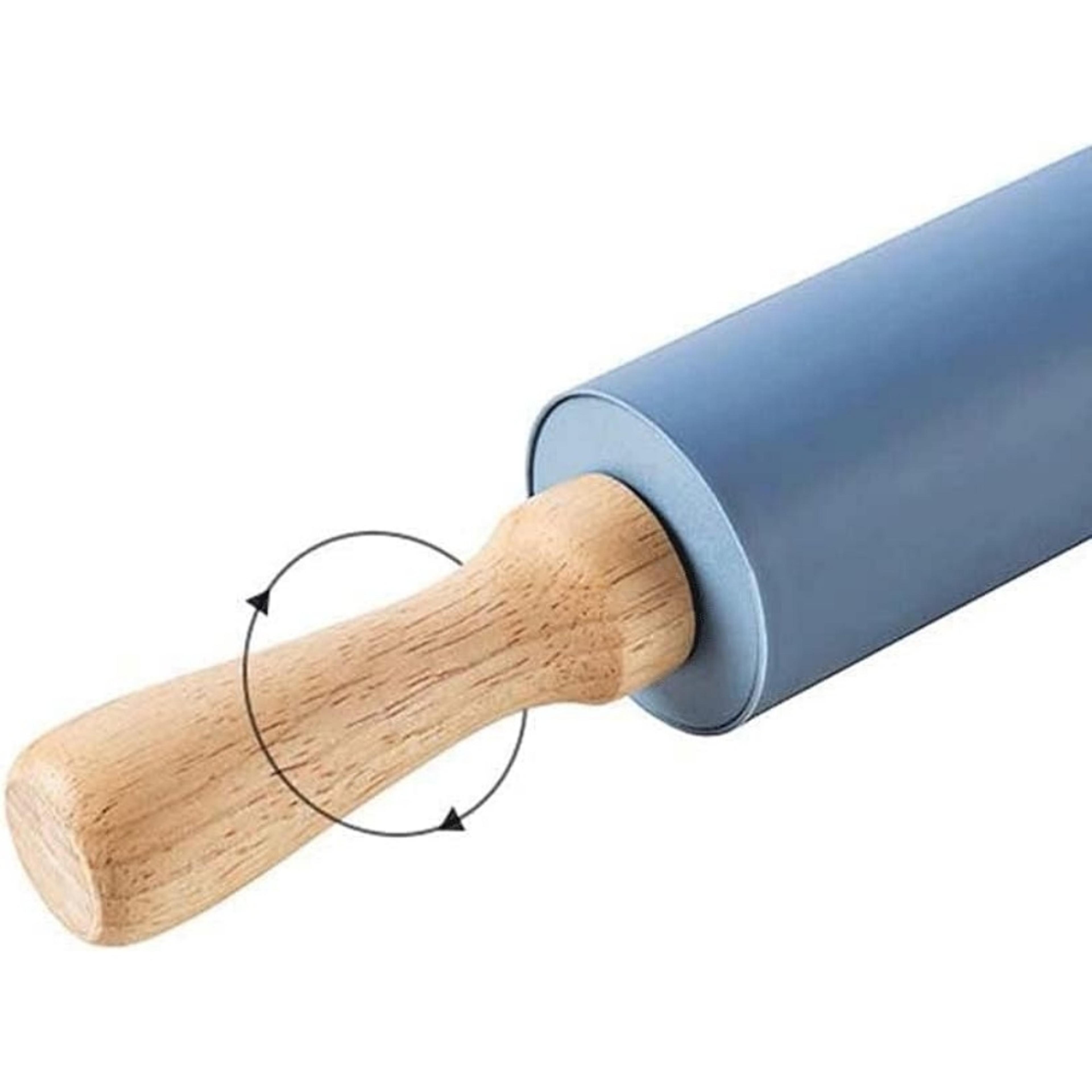 Non Stick Silicone Rolling Pin With Wooden Handle For Easy Baking  Rolling Dough 2