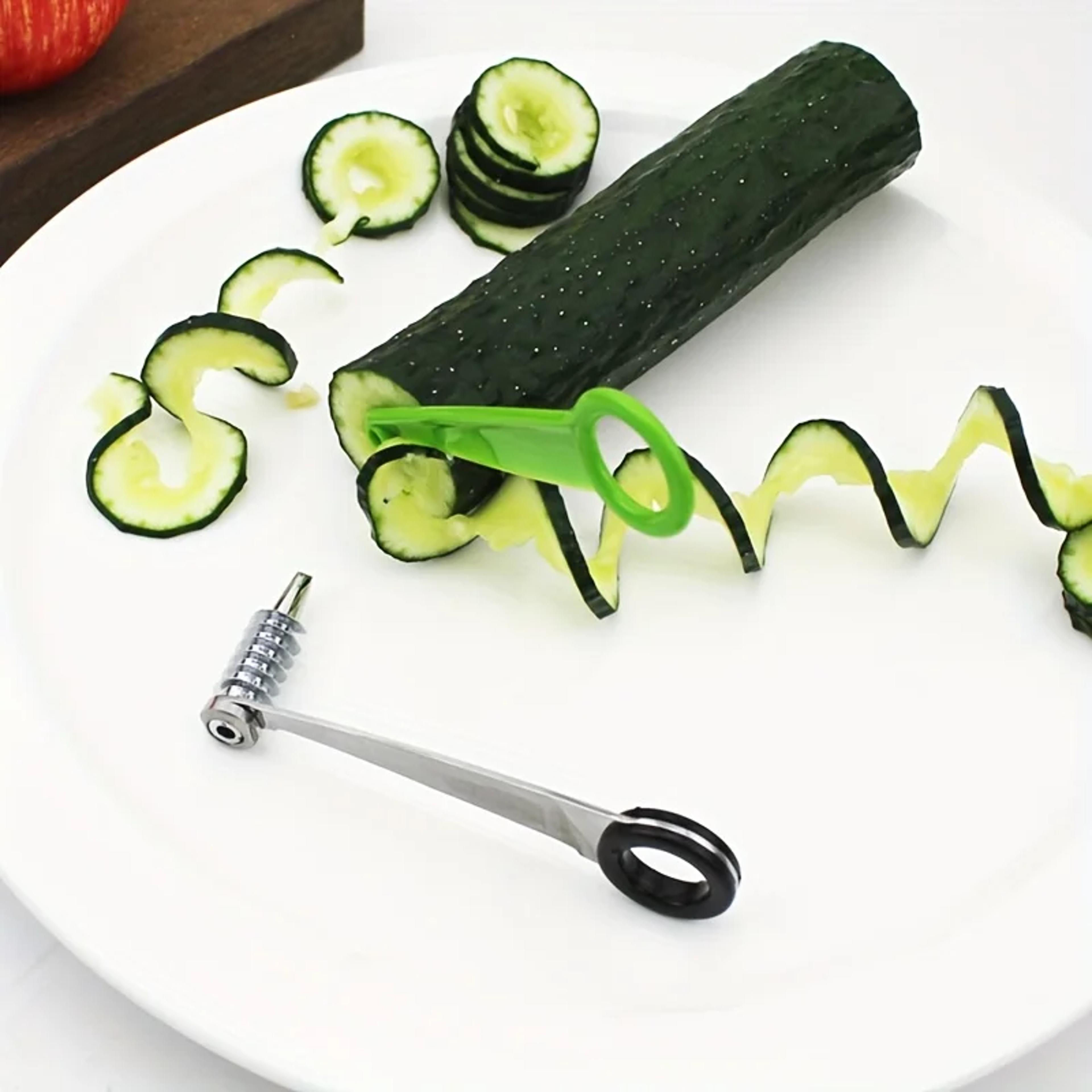 stainless steel handheld vegetable spiral cutter perfect for even slicing of potatoes zucchini and more
