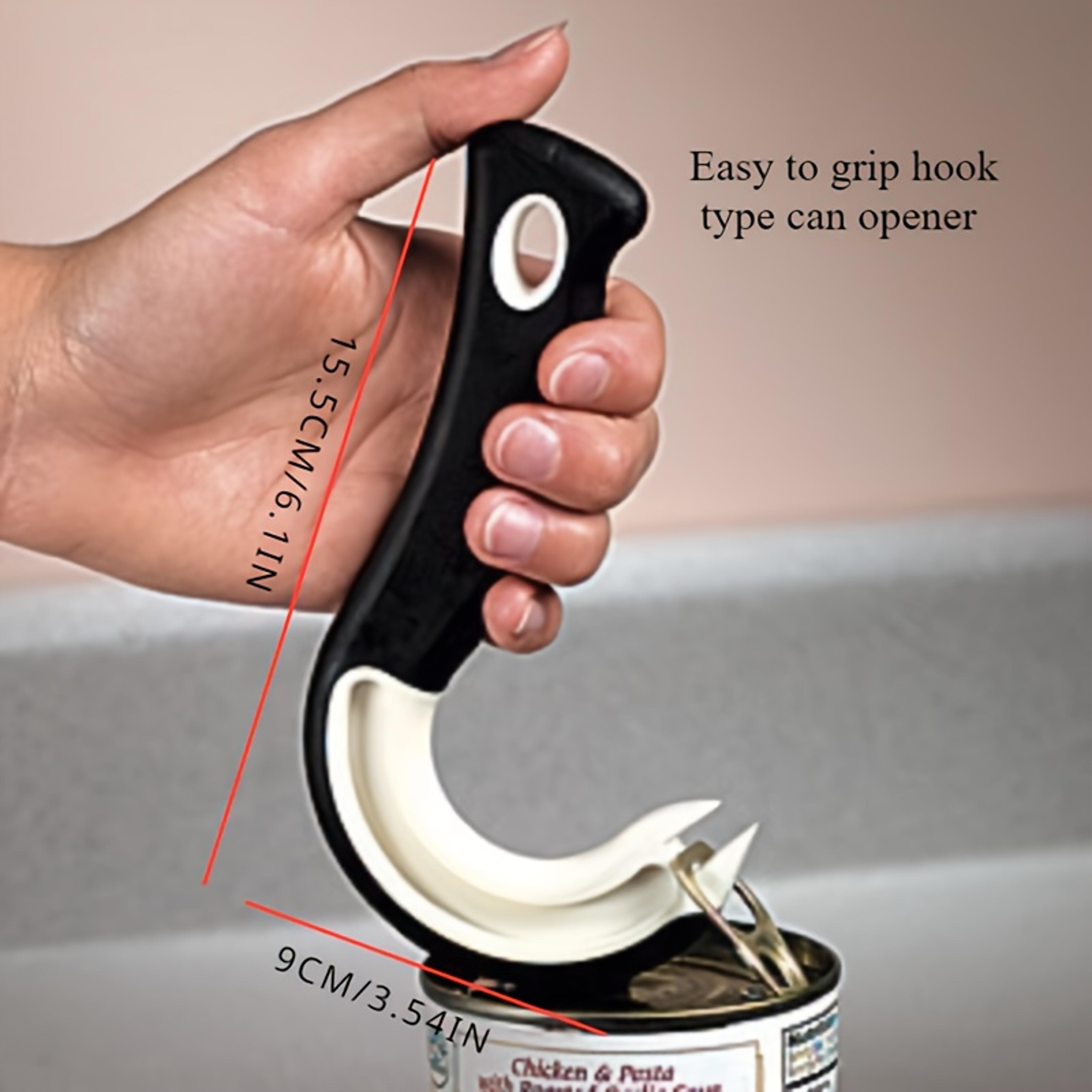 J Shaped Easy Grip Ring Pull Can Opener Non Slip Manual Lid Lifter For Arthritis 4