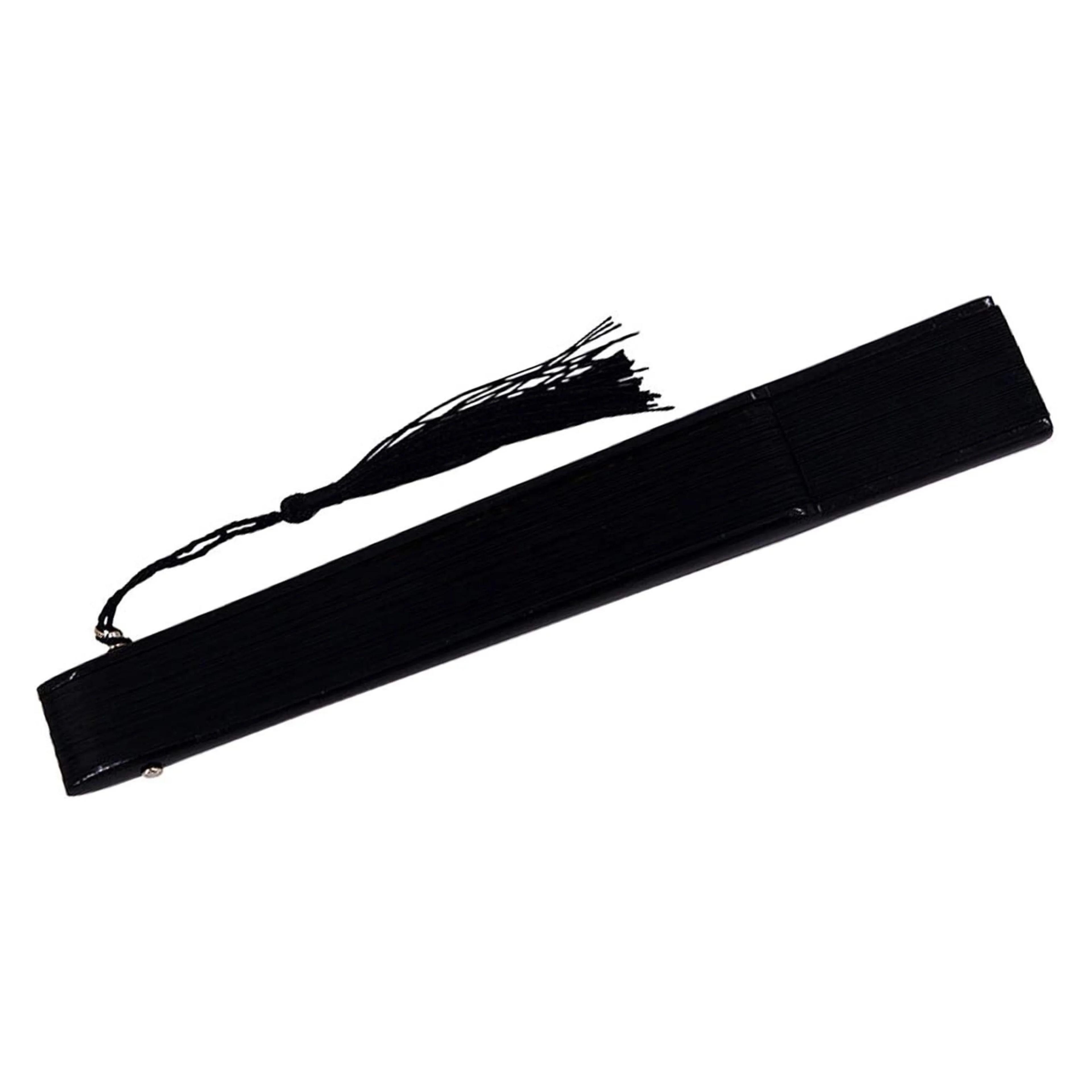 Vintage Black Bamboo Folding Fan Handmade Retro Design For Elegance  Cool Comfort 3