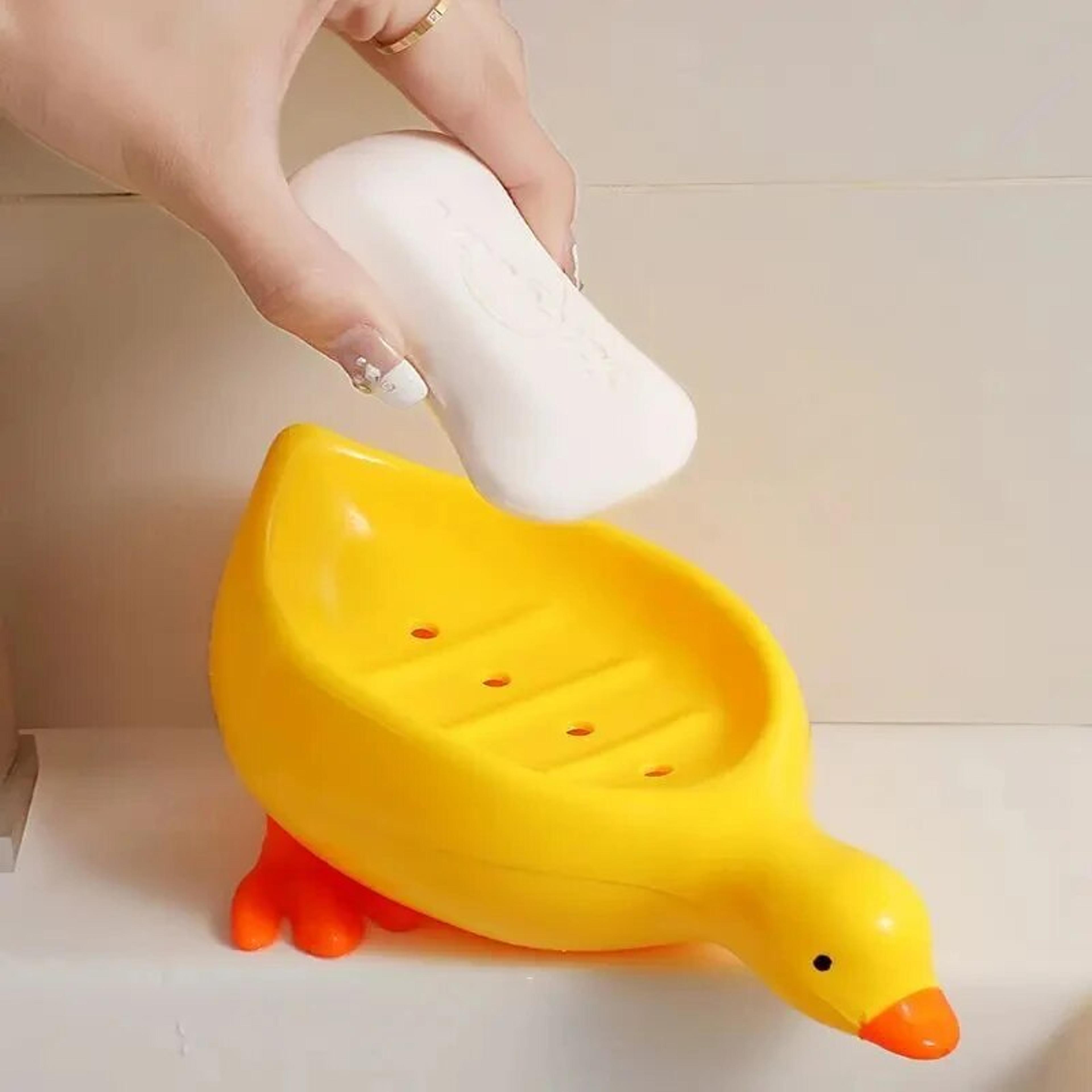 Cute Duck Shaped Self Draining Soap Rack For Shower  Bathroom Creative Soap Tray For Tub  Sink 1