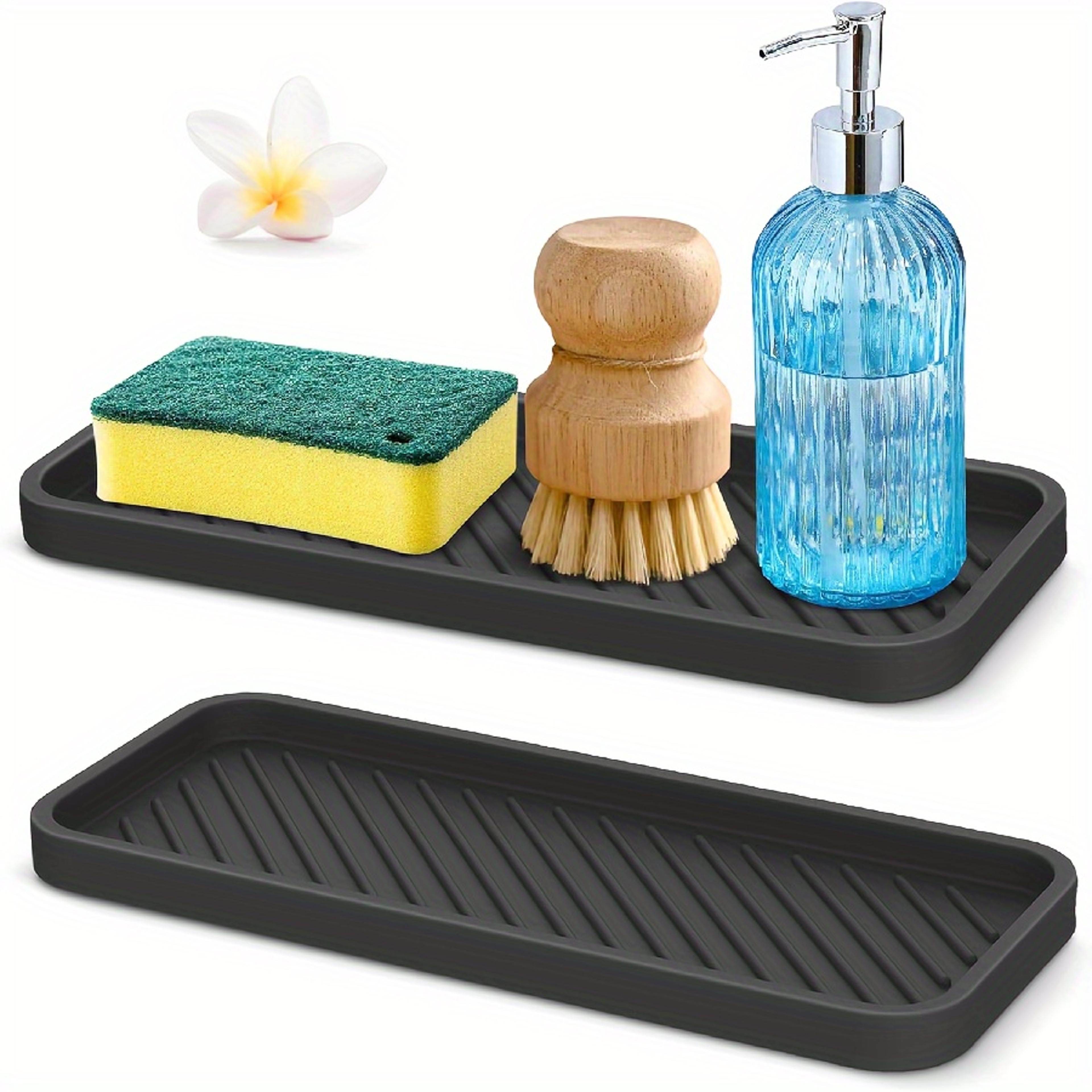 Silicone Sink Tray Self Draining Soap Dispenser And Sponge Holder 0