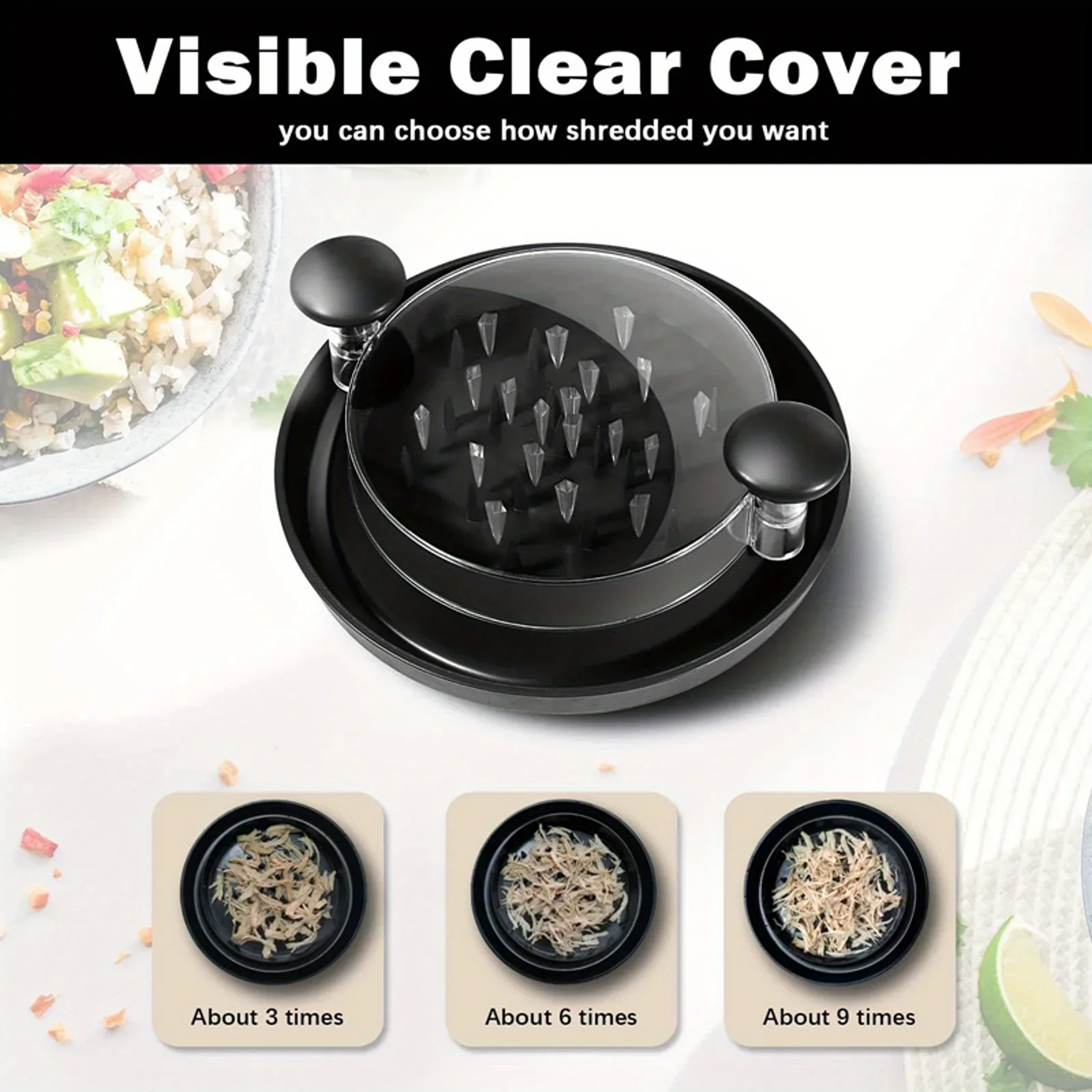Chicken Breast Shredder Tool With Visible Lid Meat Grinder For Chopping Chicken Beef Cabbage  Veget 2