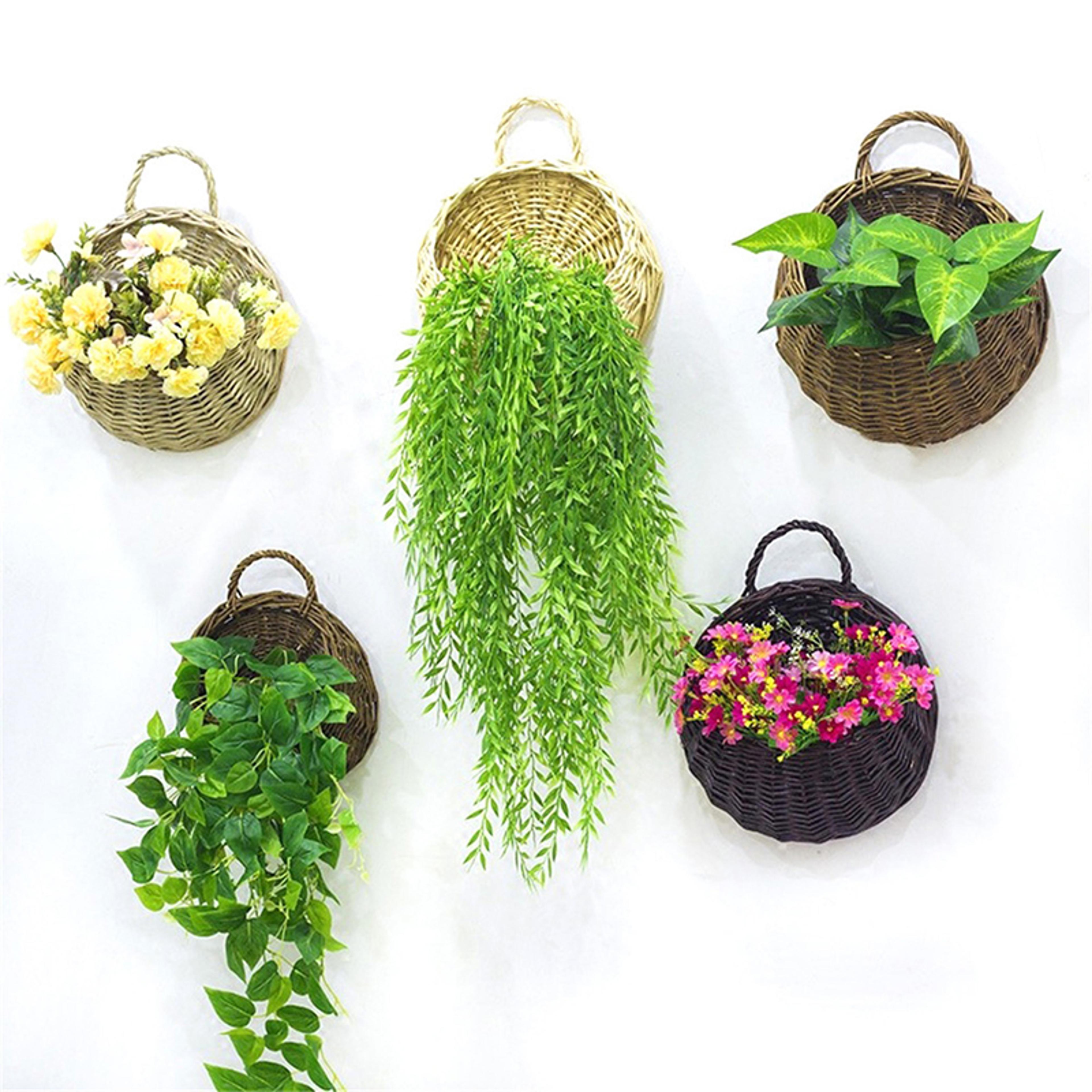 Flower Wall Hanging Wicker Planter Elegant Wicker Basket For Home  Garden Decor 2
