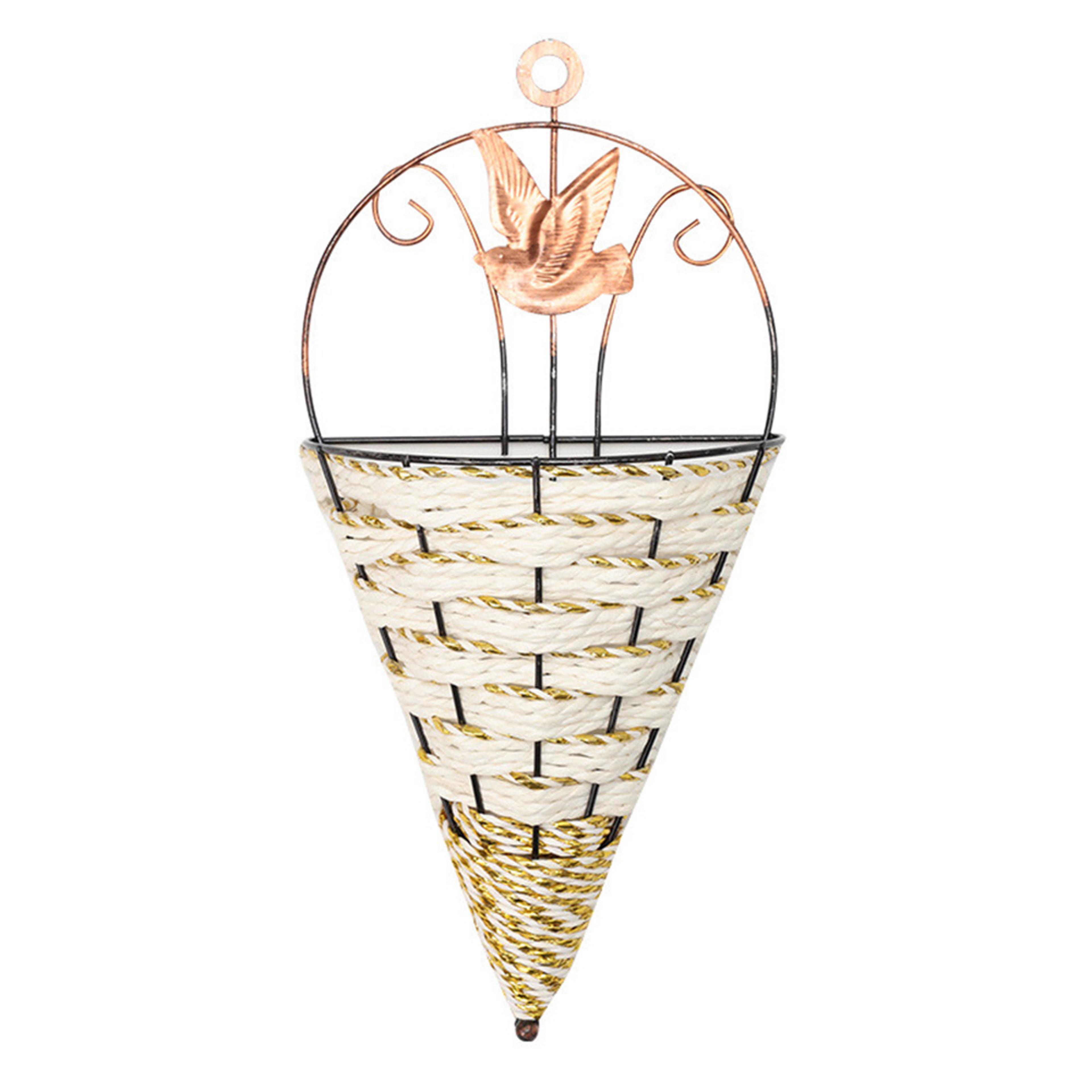 Wicker Rattan Wall Hanging Planter Conical Shaped Flower Pot For Garden And Home Decor 4