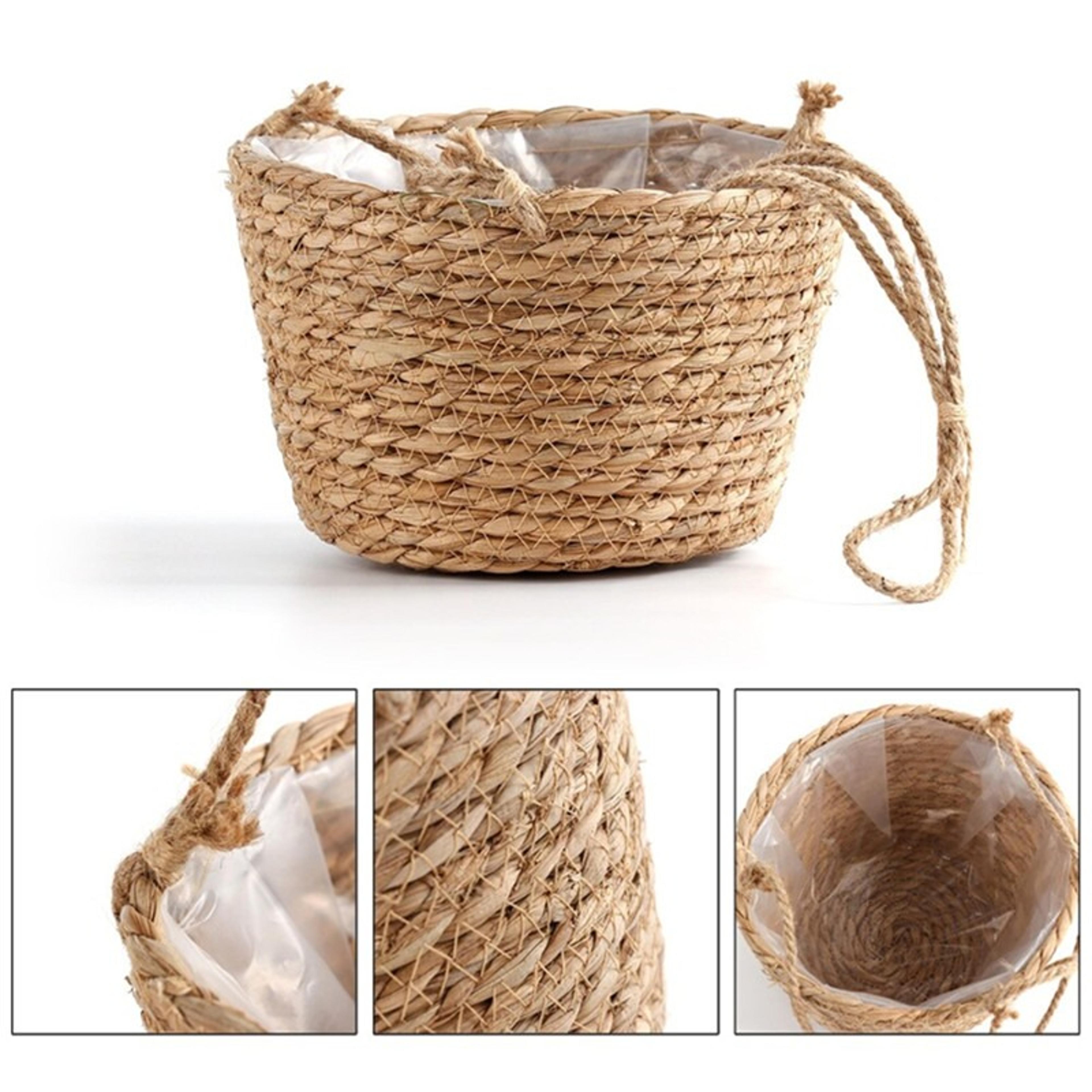 Braided Jute Rope Plant Storage Basket Indoor  Outdoor Hanging Flower Pot Stand 4