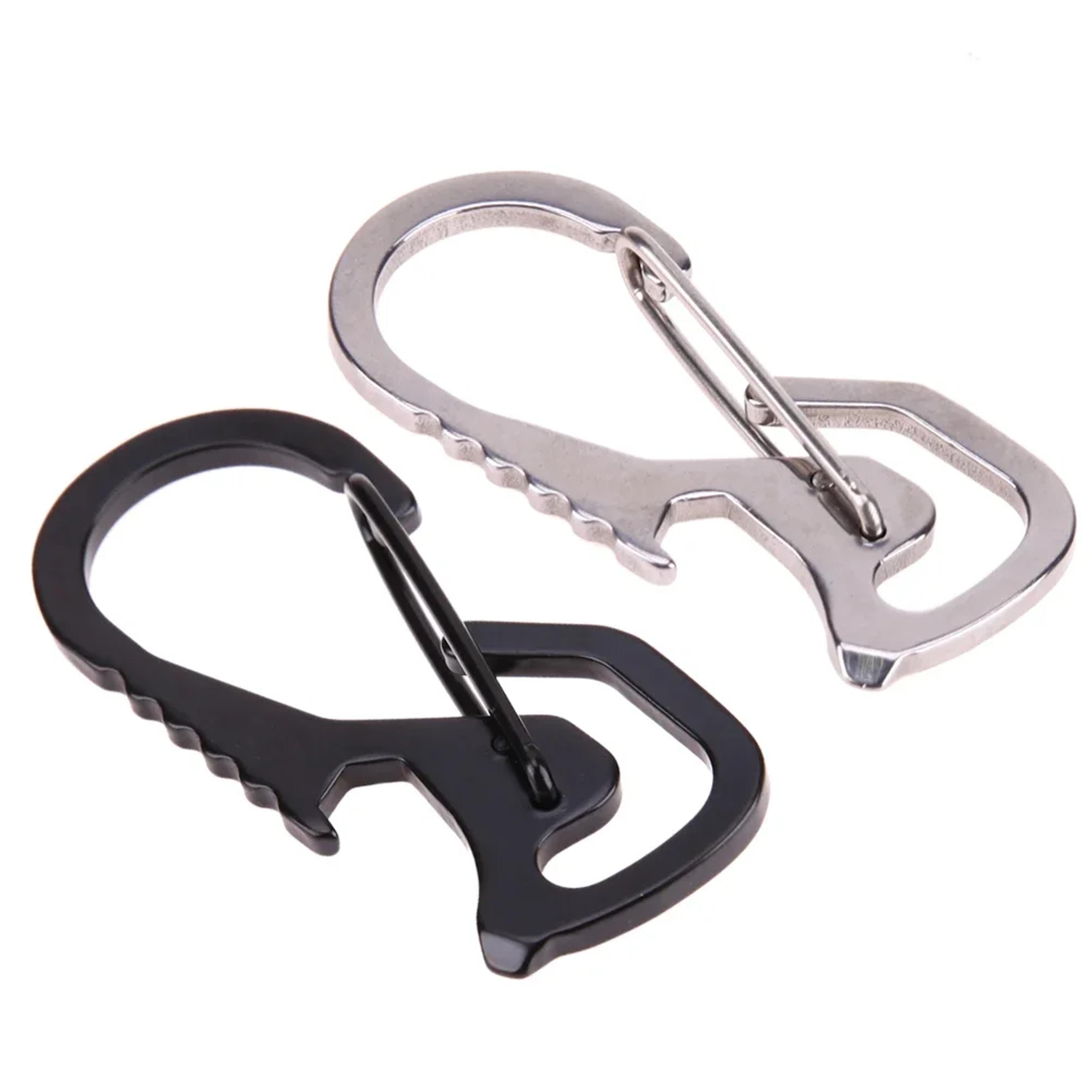 stainless steel carabiner bottle opener keychain with hex driver