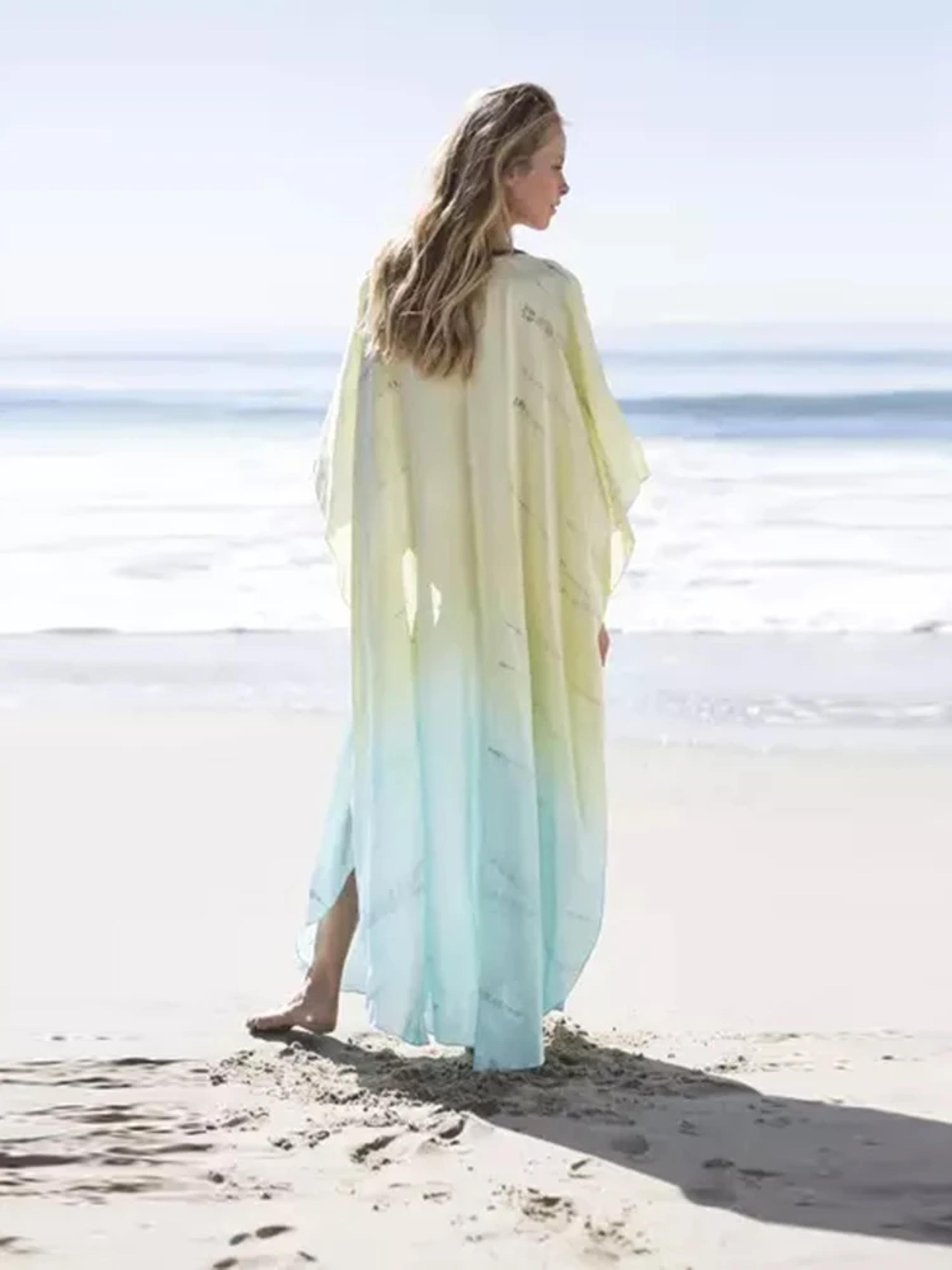 Tie Dye Chiffon Beach Cover Up For Women Maxi Swimsuit Cover Up Dress 1