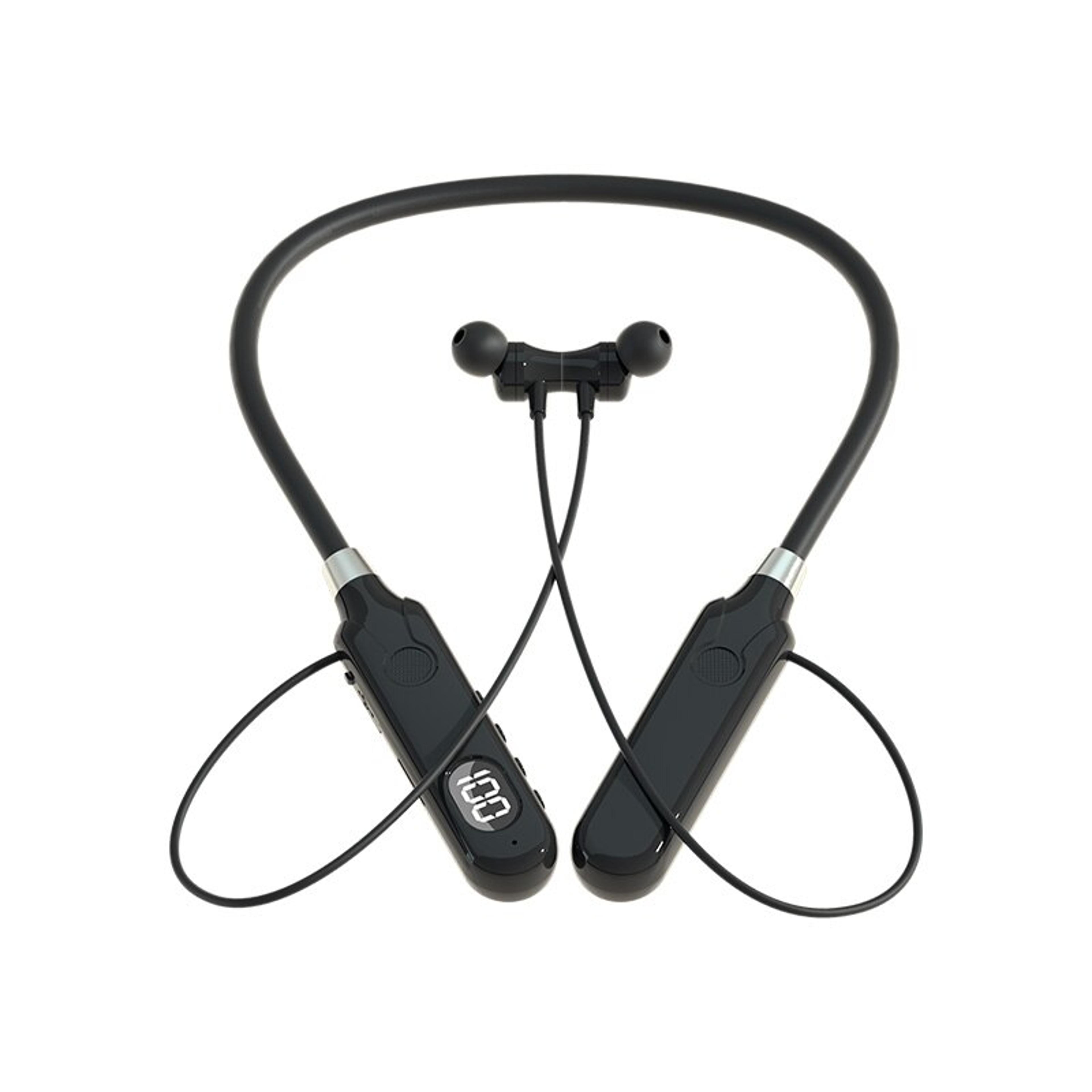 LED Display Neckband Bluetooth Headphones Wireless Sports Earbuds With Button Control 6
