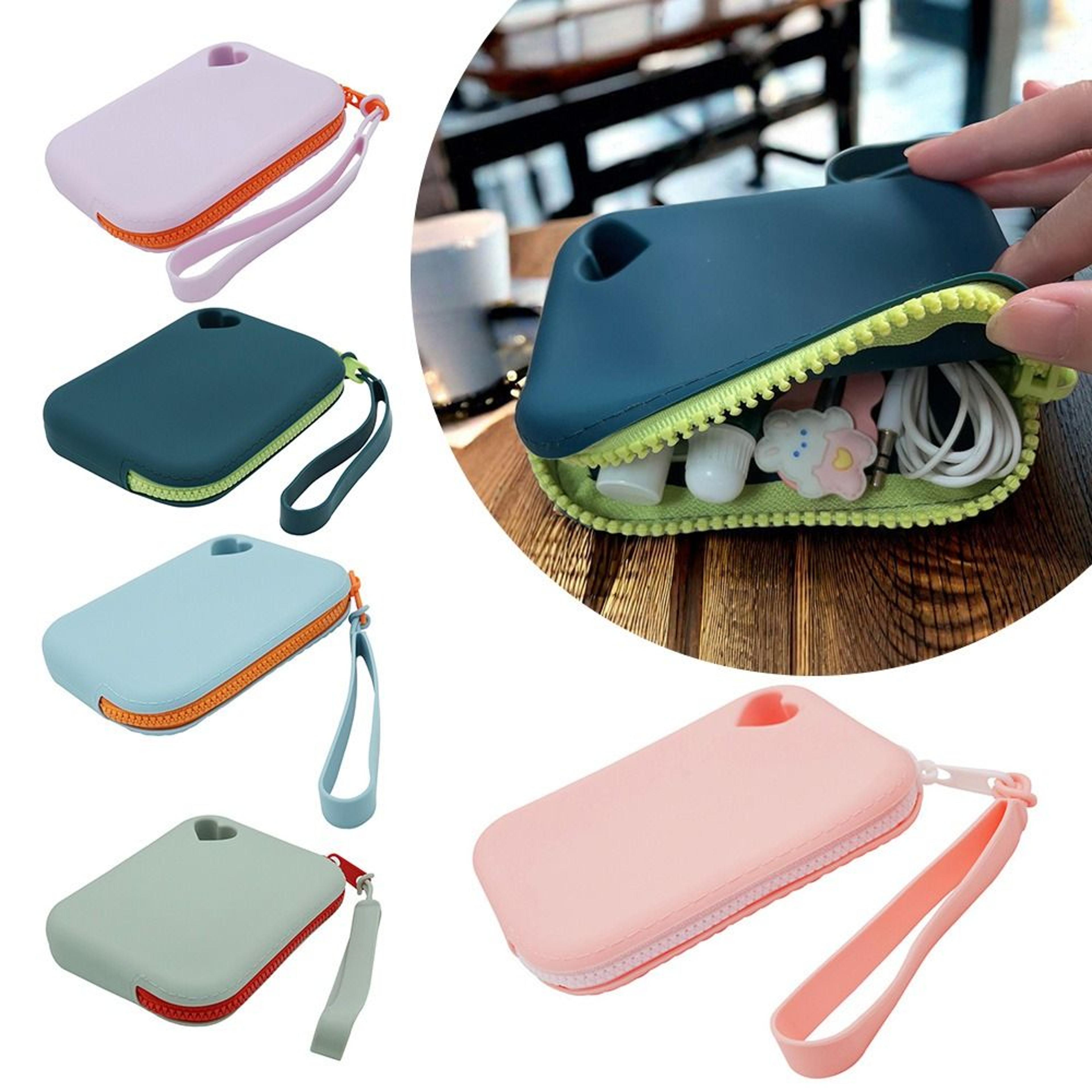waterproof silicone coin purse portable earphone storage bag for women