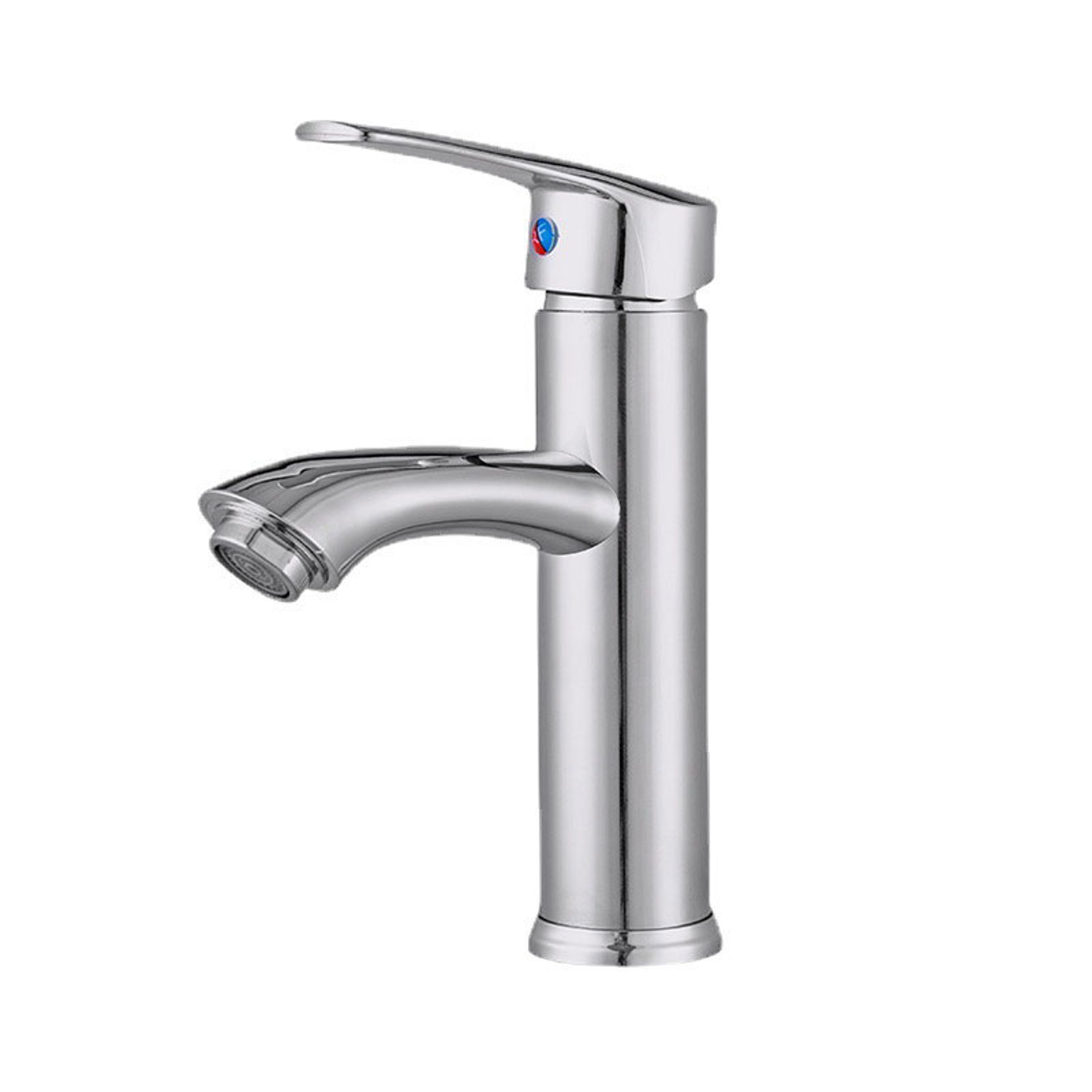 Silver Bathroom Sink Faucet Single Handle Hot And Cold Mixer Tap 3