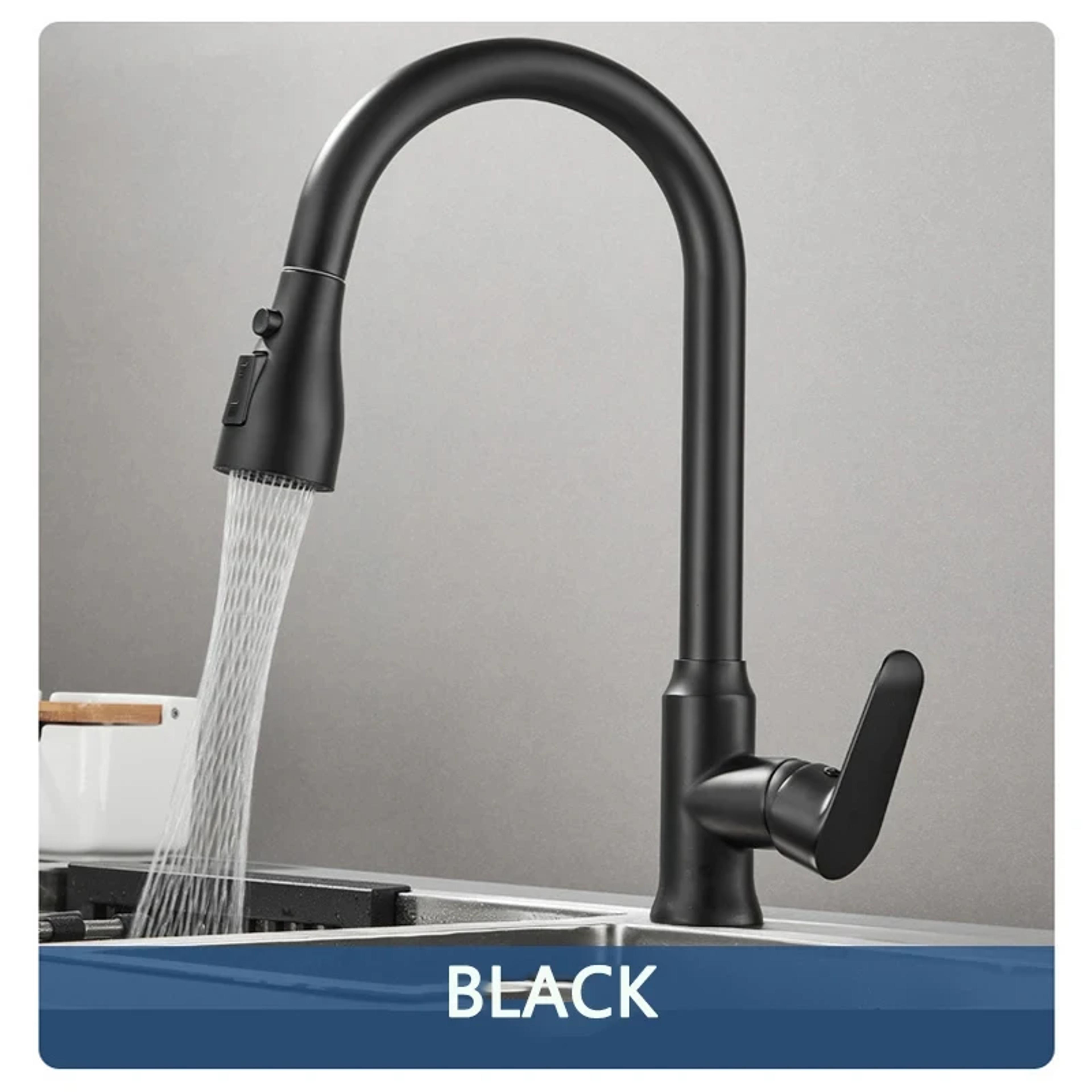 Gun Gray Pull Out Kitchen Faucet Single Hole Kitchen Sink Mixer 4