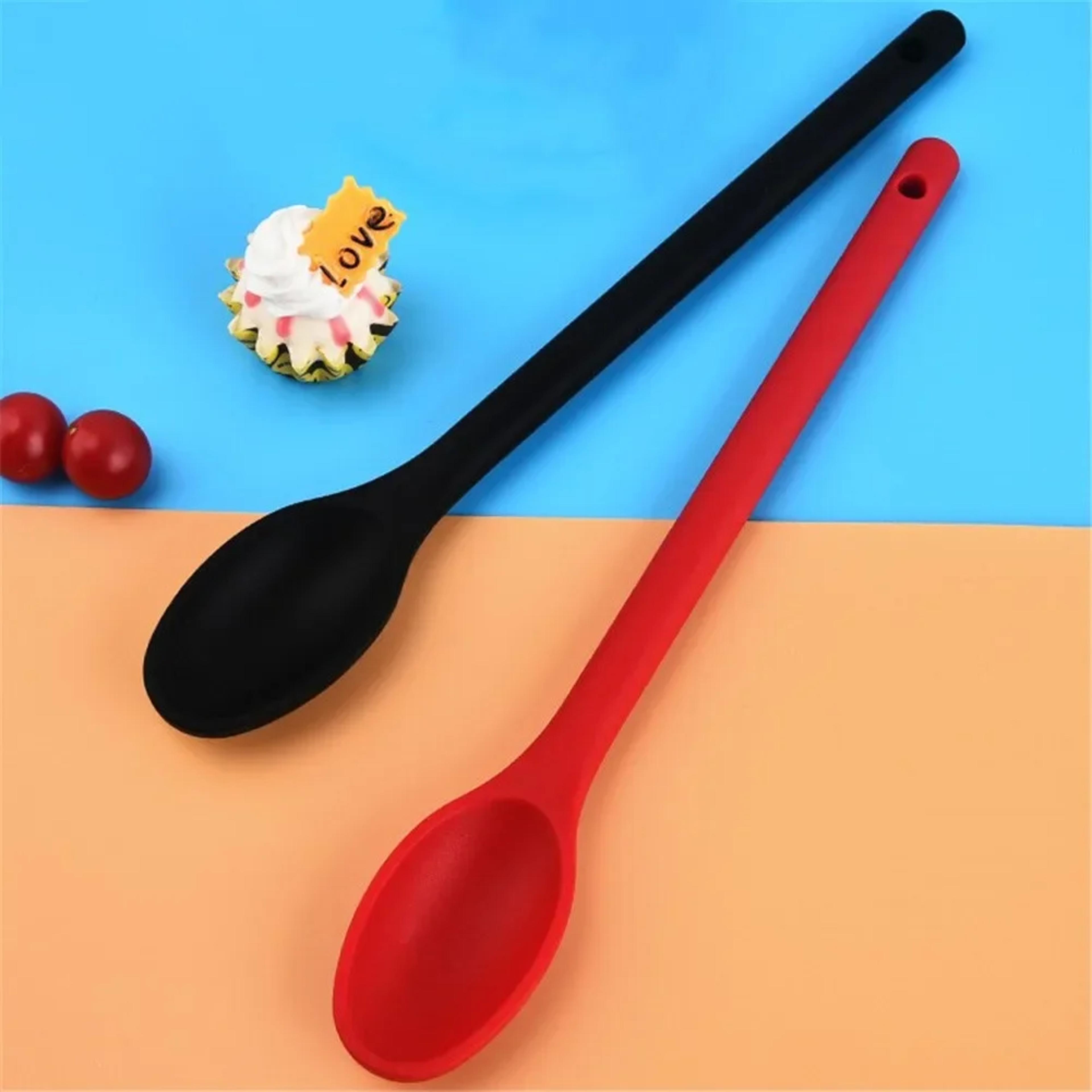 Silicone Mixing Spoon Long Handle Nonstick Serving Spoon 2