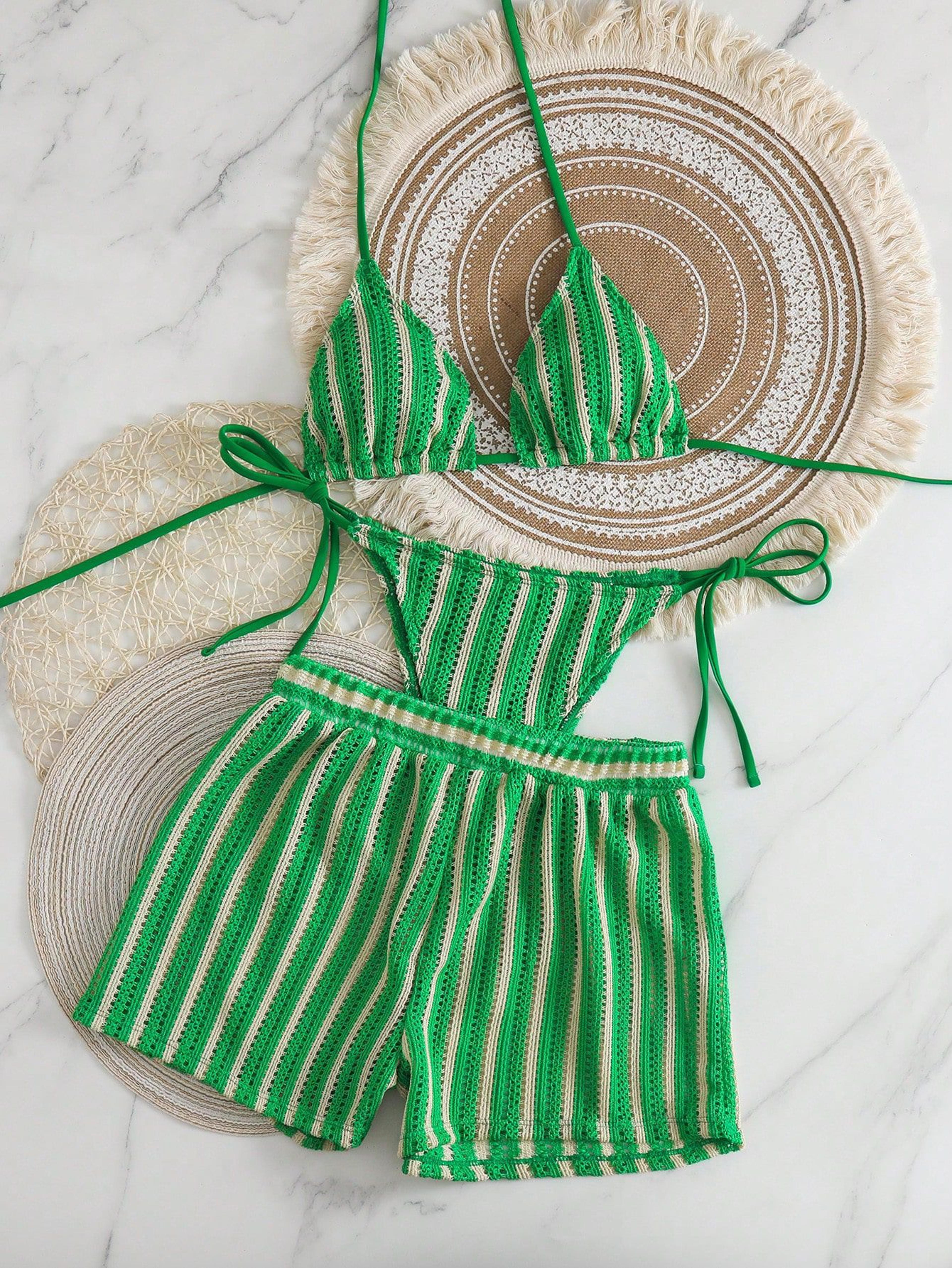 Piece Mesh Bikini Set With High Cut Tie Up Bottoms 3