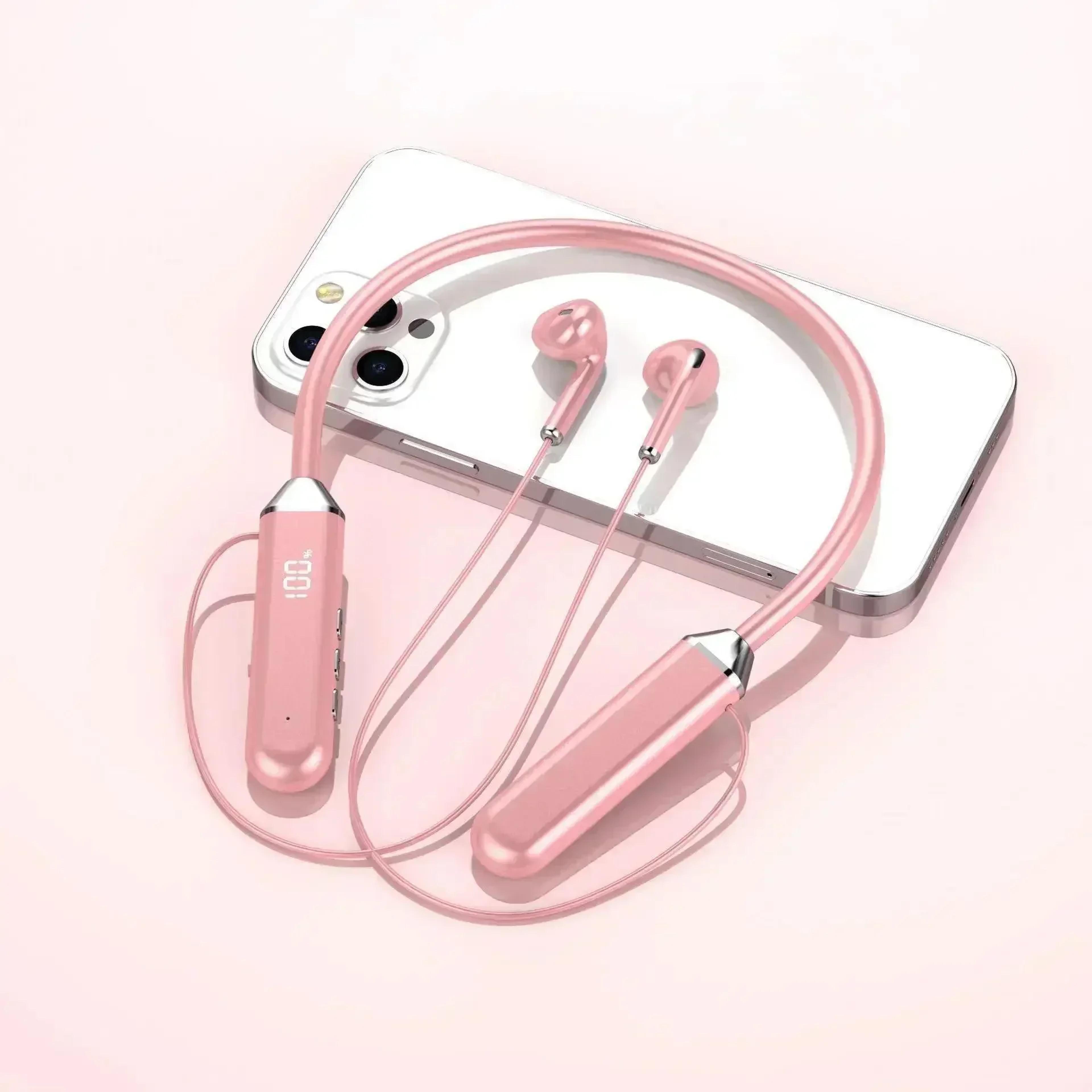 Bluetooth Neckband Earphones With Power Display Wireless Gaming Earbuds With Mic 7