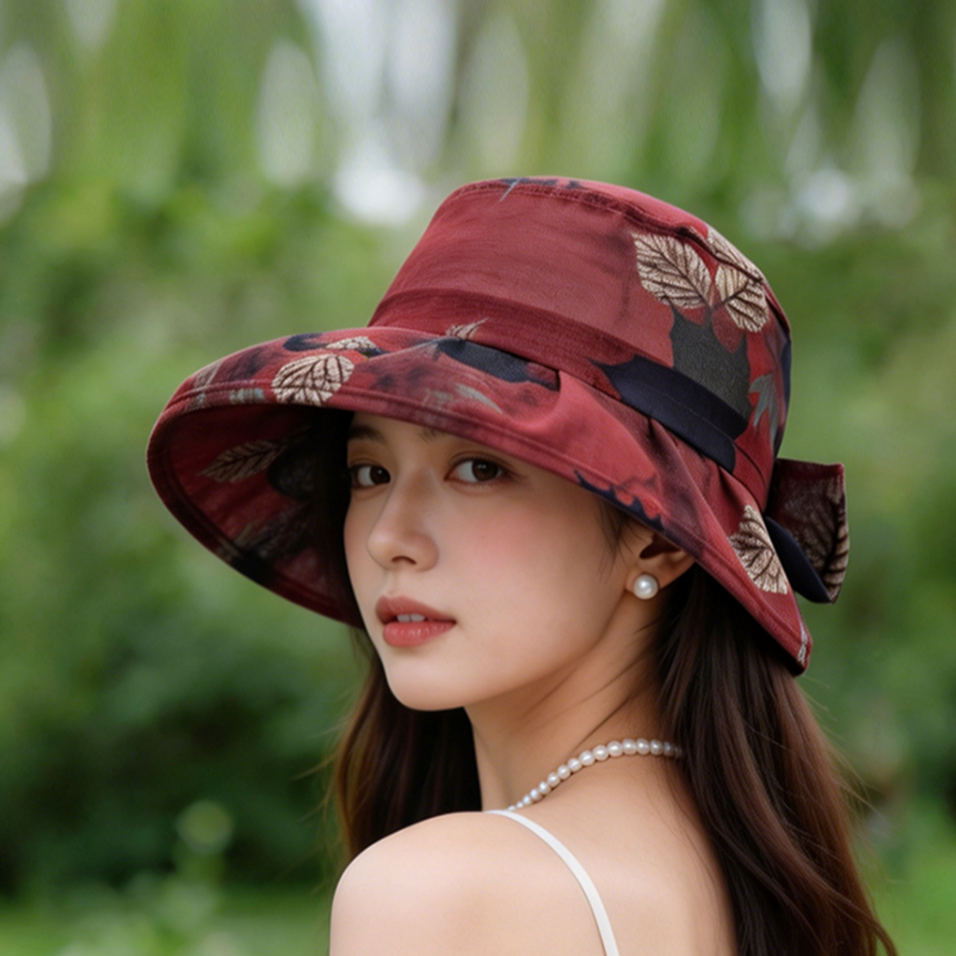 Retro Maple Leaf Wide Brim Foldable Sun Hat Stylish UV Protection Bucket Hat For Beach Travel  Ever 2