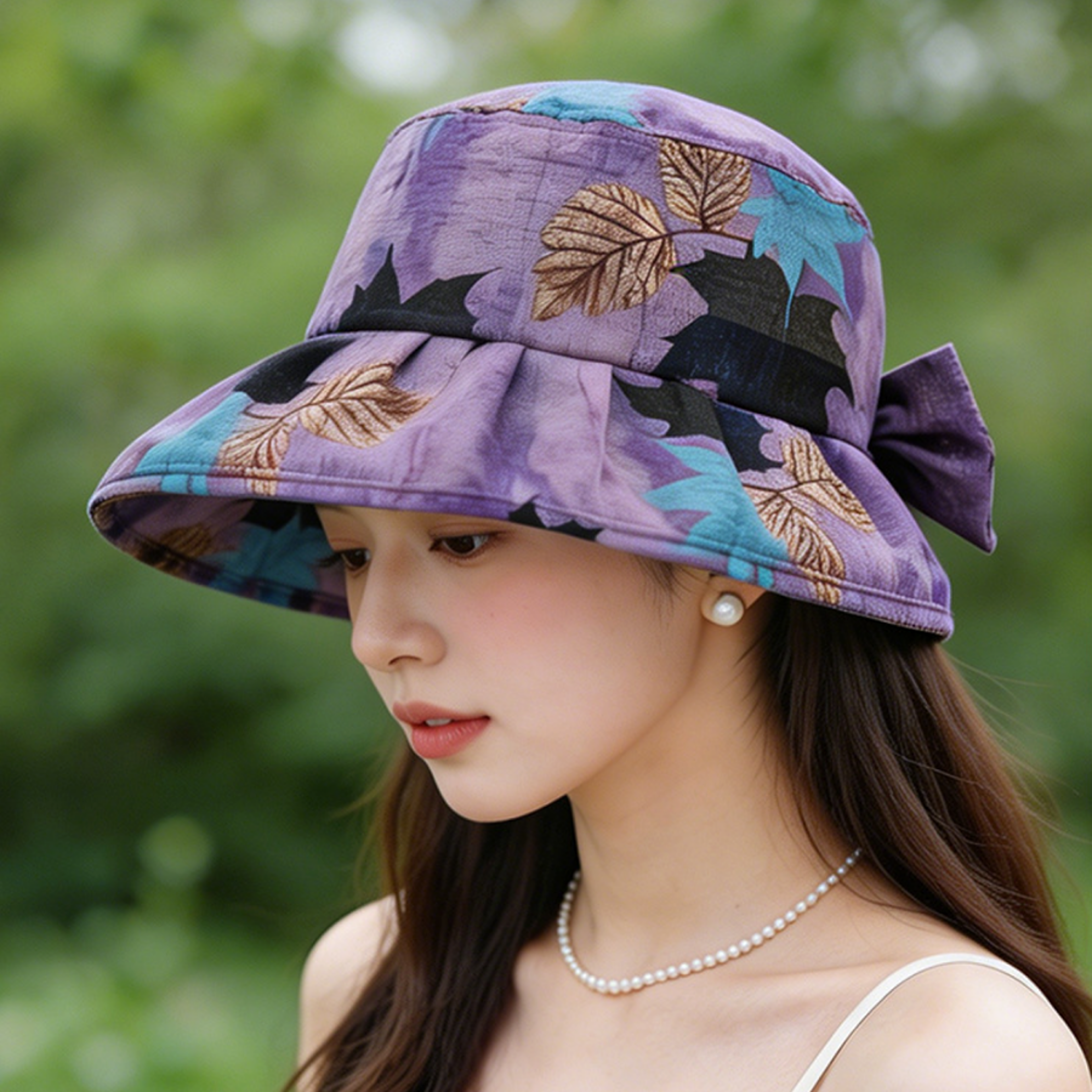 Retro Maple Leaf Wide Brim Foldable Sun Hat Stylish UV Protection Bucket Hat For Beach Travel  Ever 3