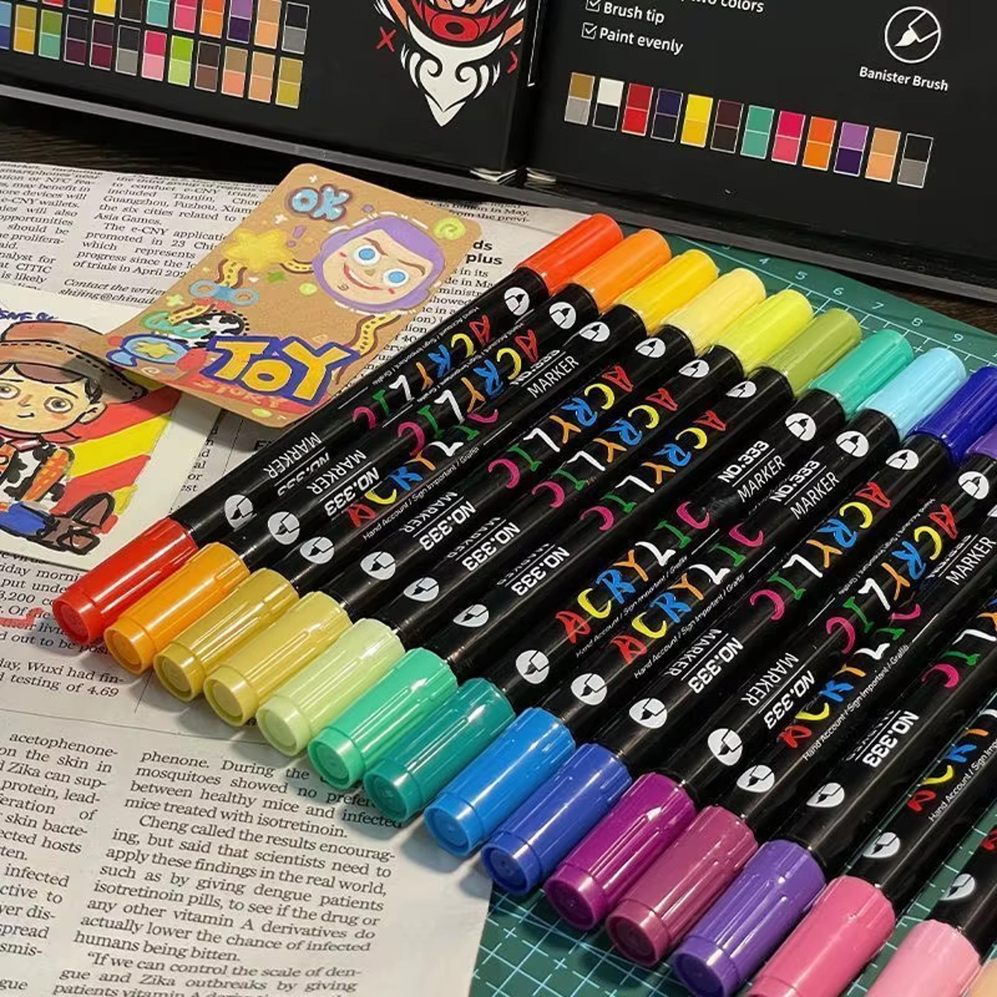 premium dual tip acrylic paint markers for stone wood & calligraphy