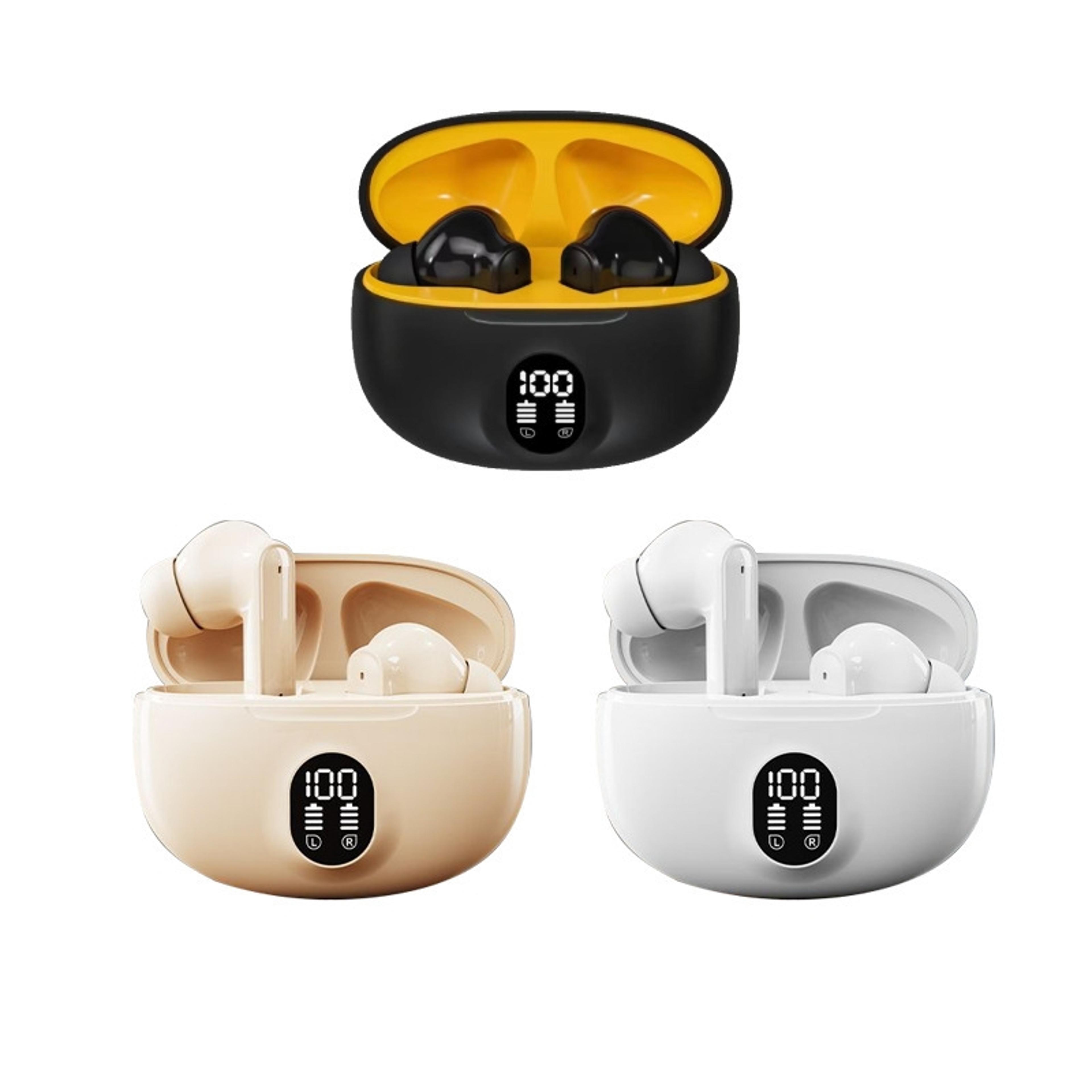 led power display wireless earbuds with mic for sport and daily use
