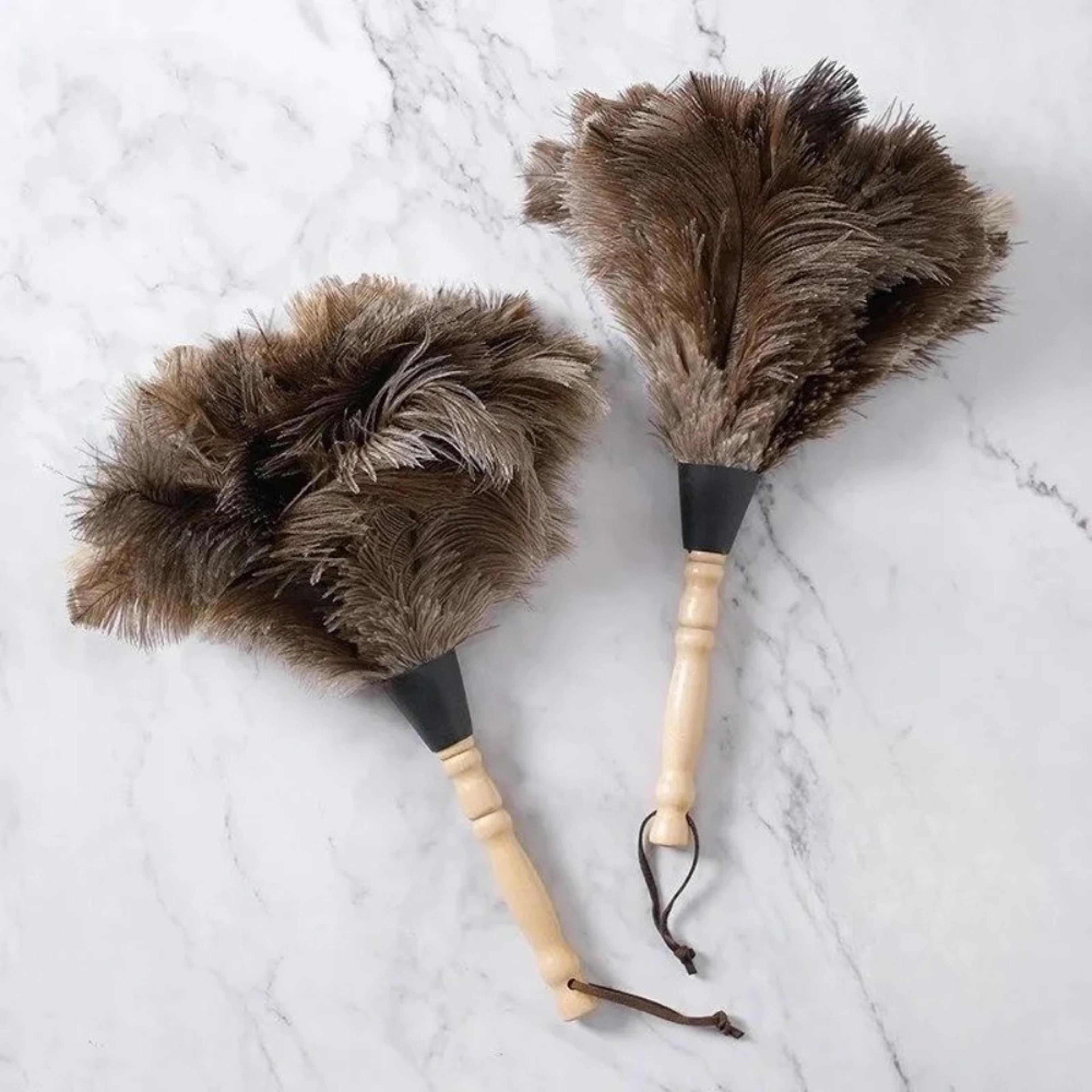Ostrich Feather Duster With Wooden Handle Anti Static Reusable Cleaning Tool 1