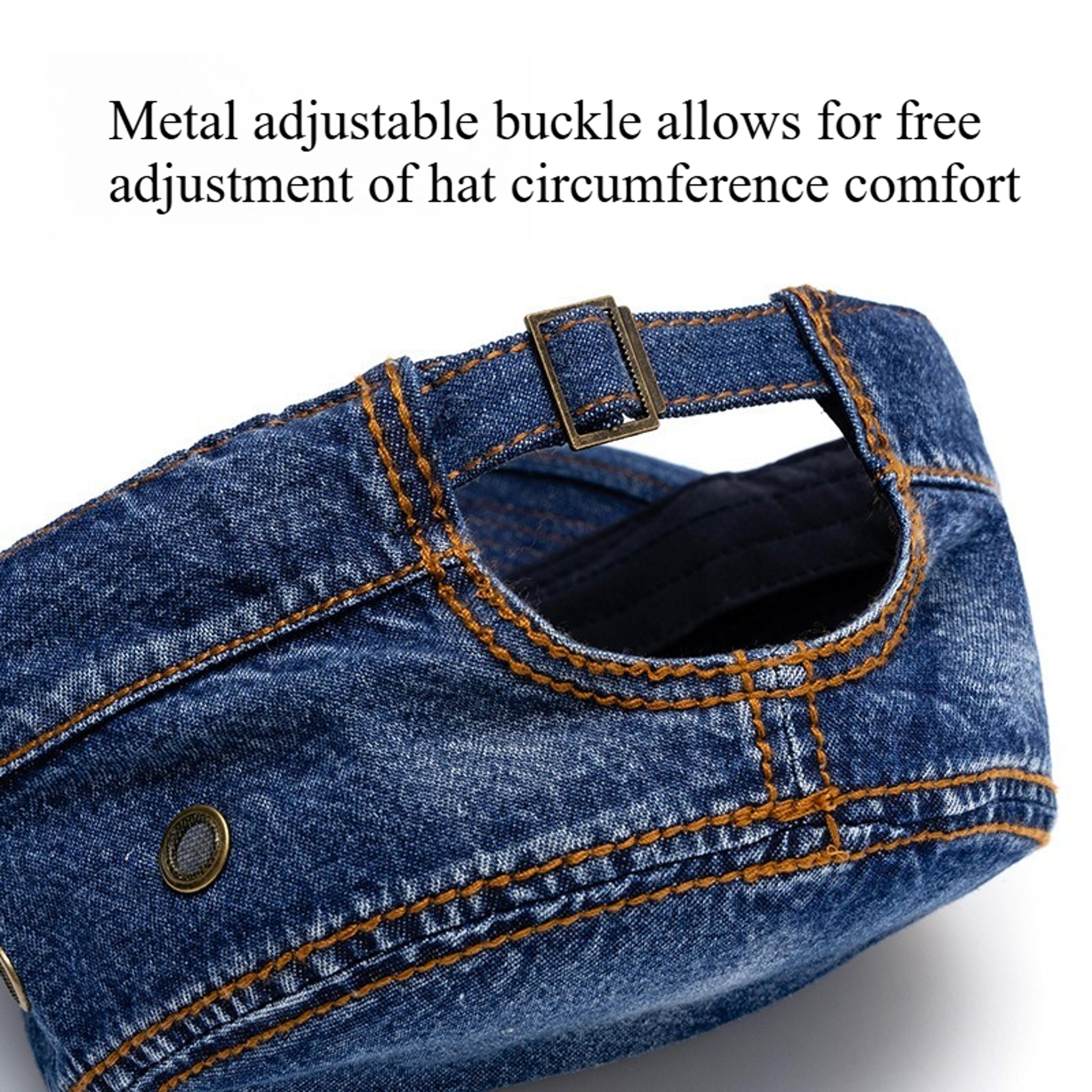 Denim Military Flat Top Cap Big Head Sun Protection Casual Baseball Hat 3