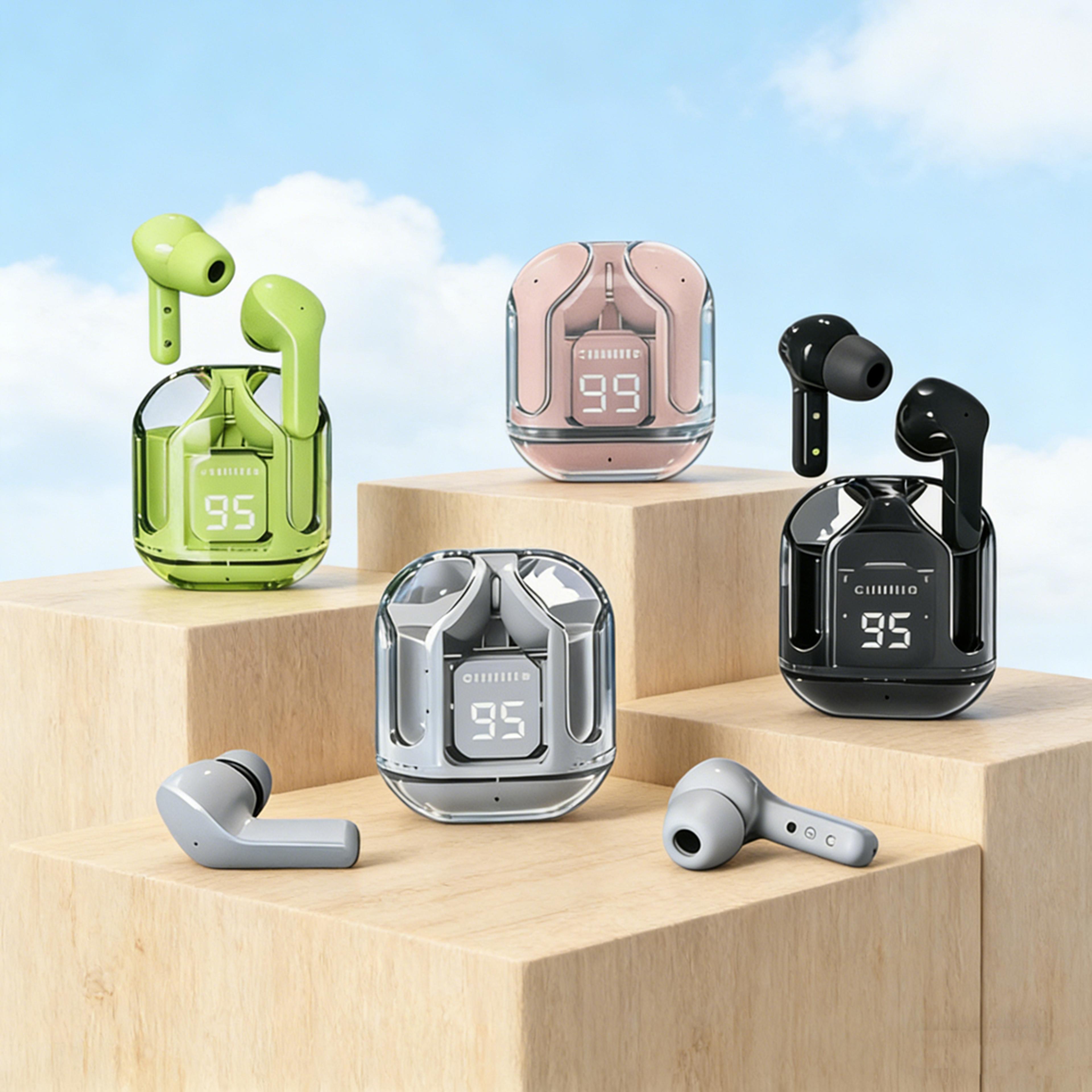 mini wireless earphones with led intelligent digital display and stereo bluetooth earbuds