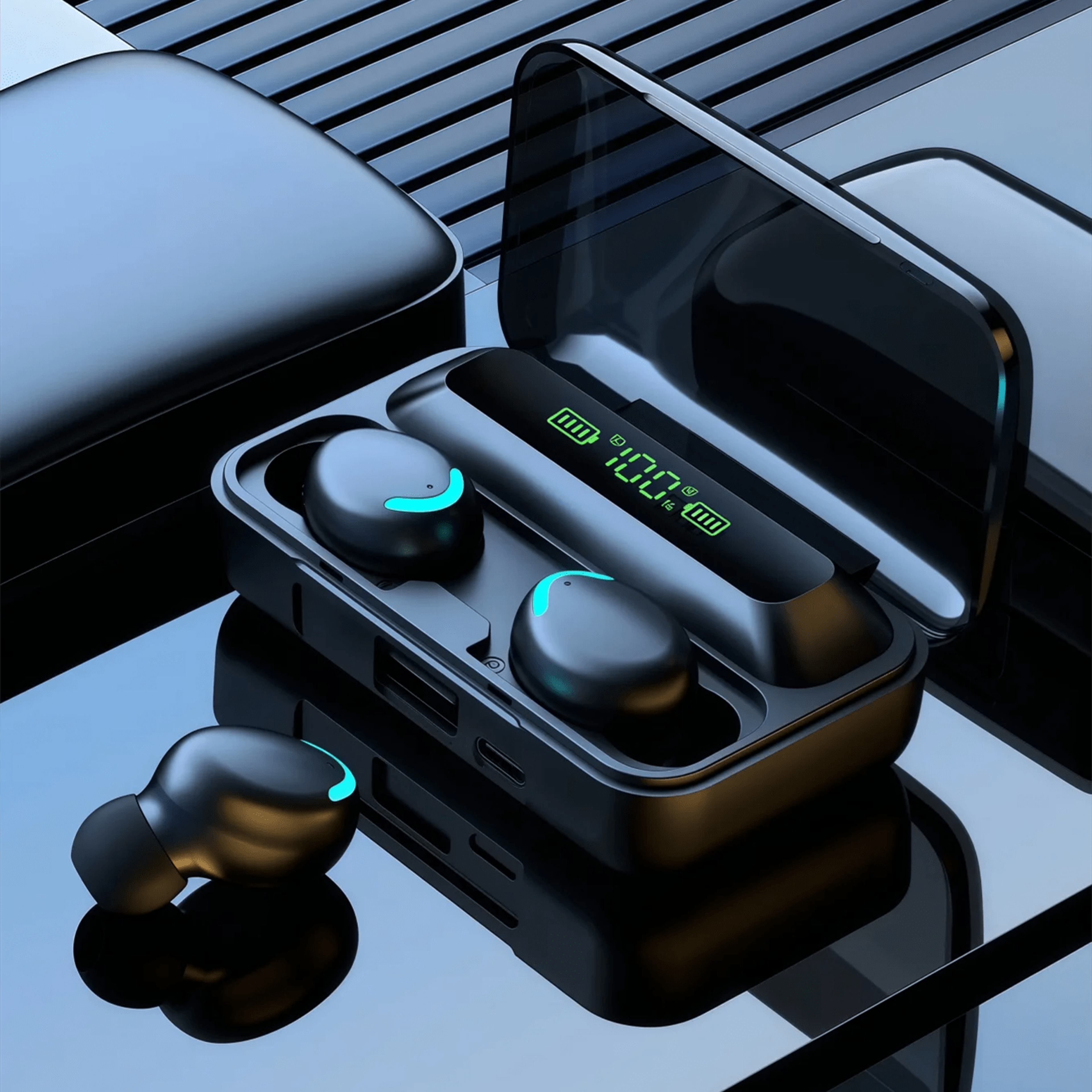 tws wireless earbuds waterproof sport headphones with deep bass & touch control