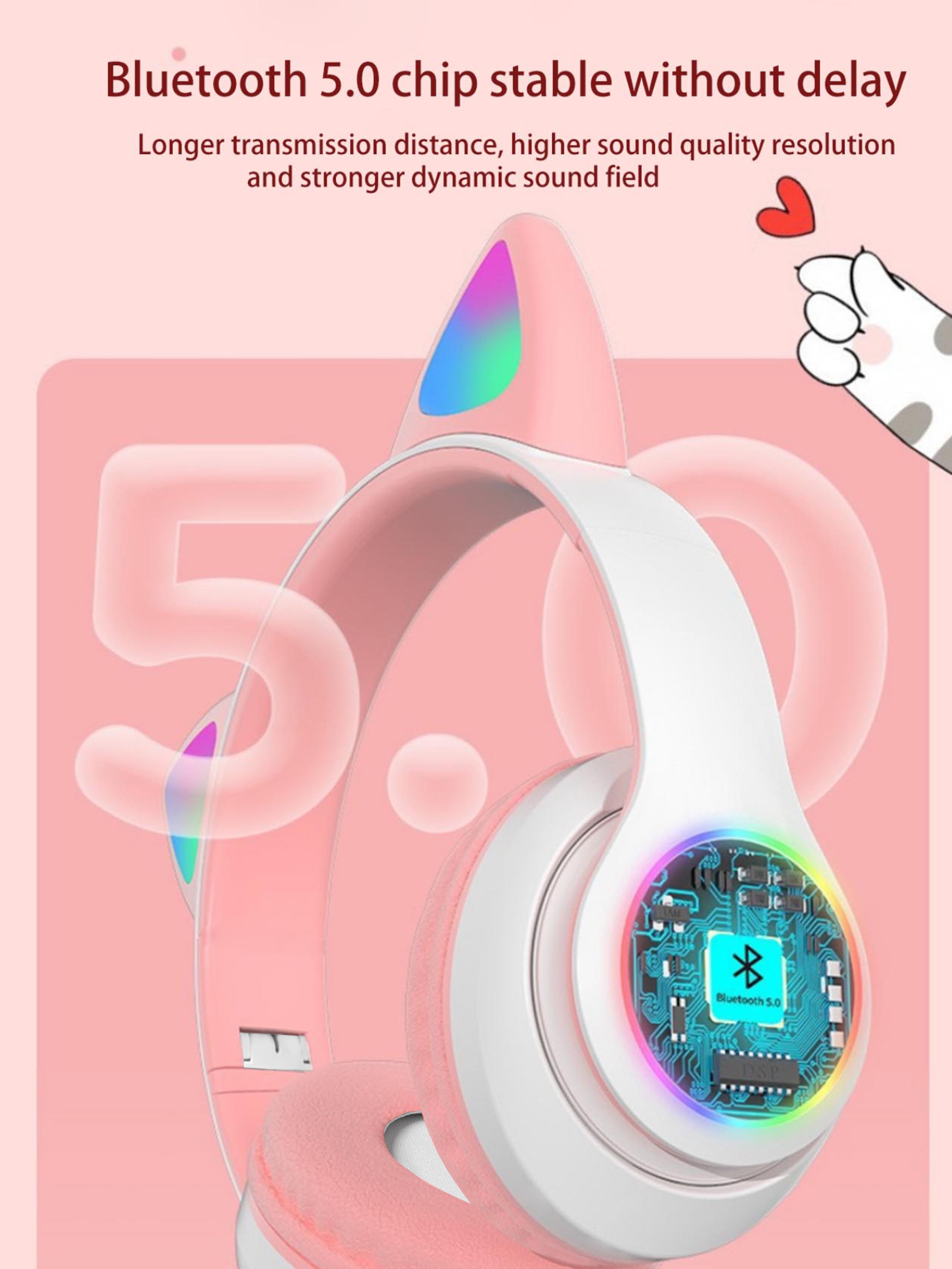 LED Bluetooth Cat Ear Headphones With Glowing Lights Wireless Cat Ear Headset For Kids  Teens 3