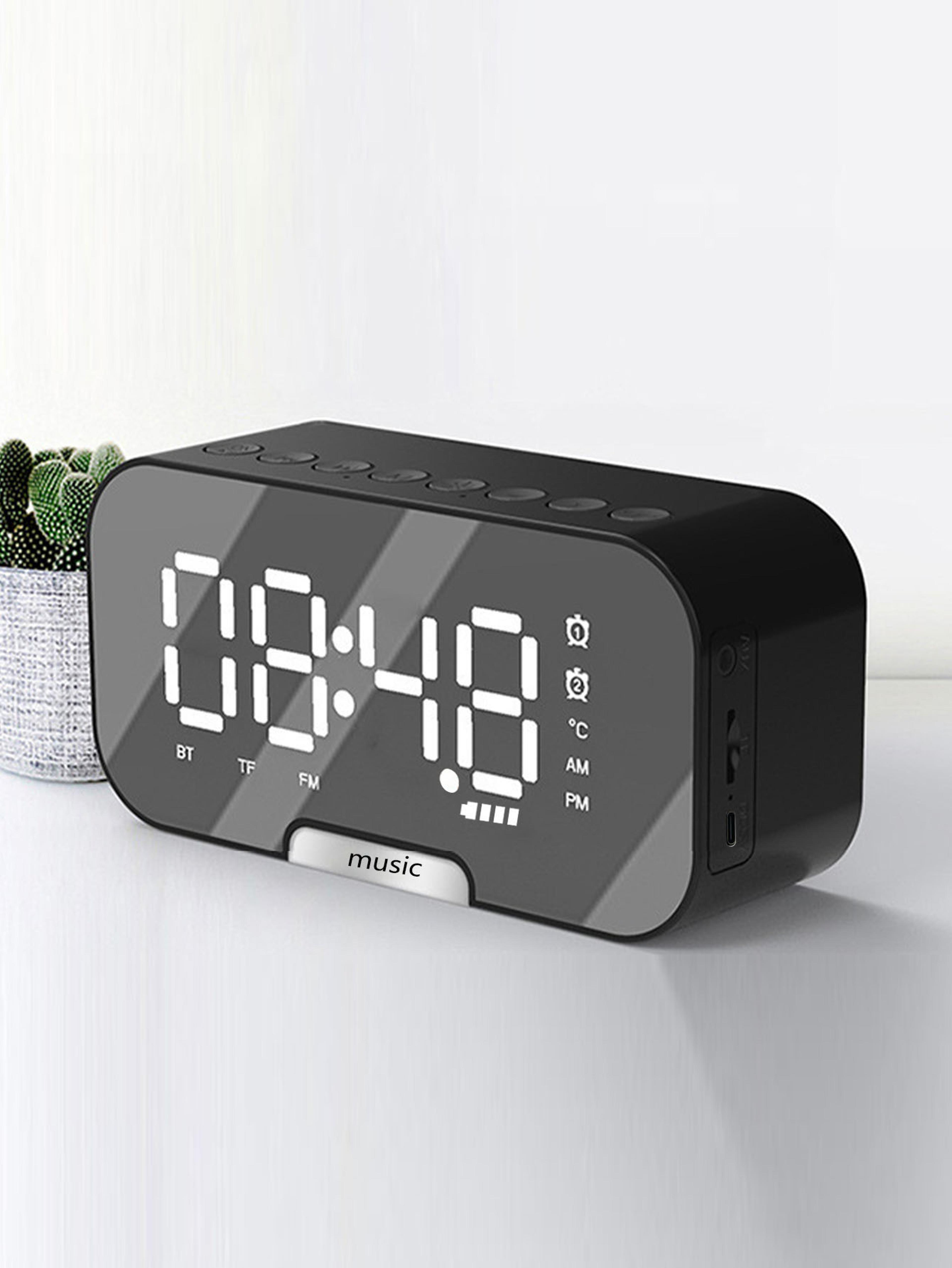 Premium Bluetooth Speaker Alarm Clock With Mirror Display And Real Time Temperature 5