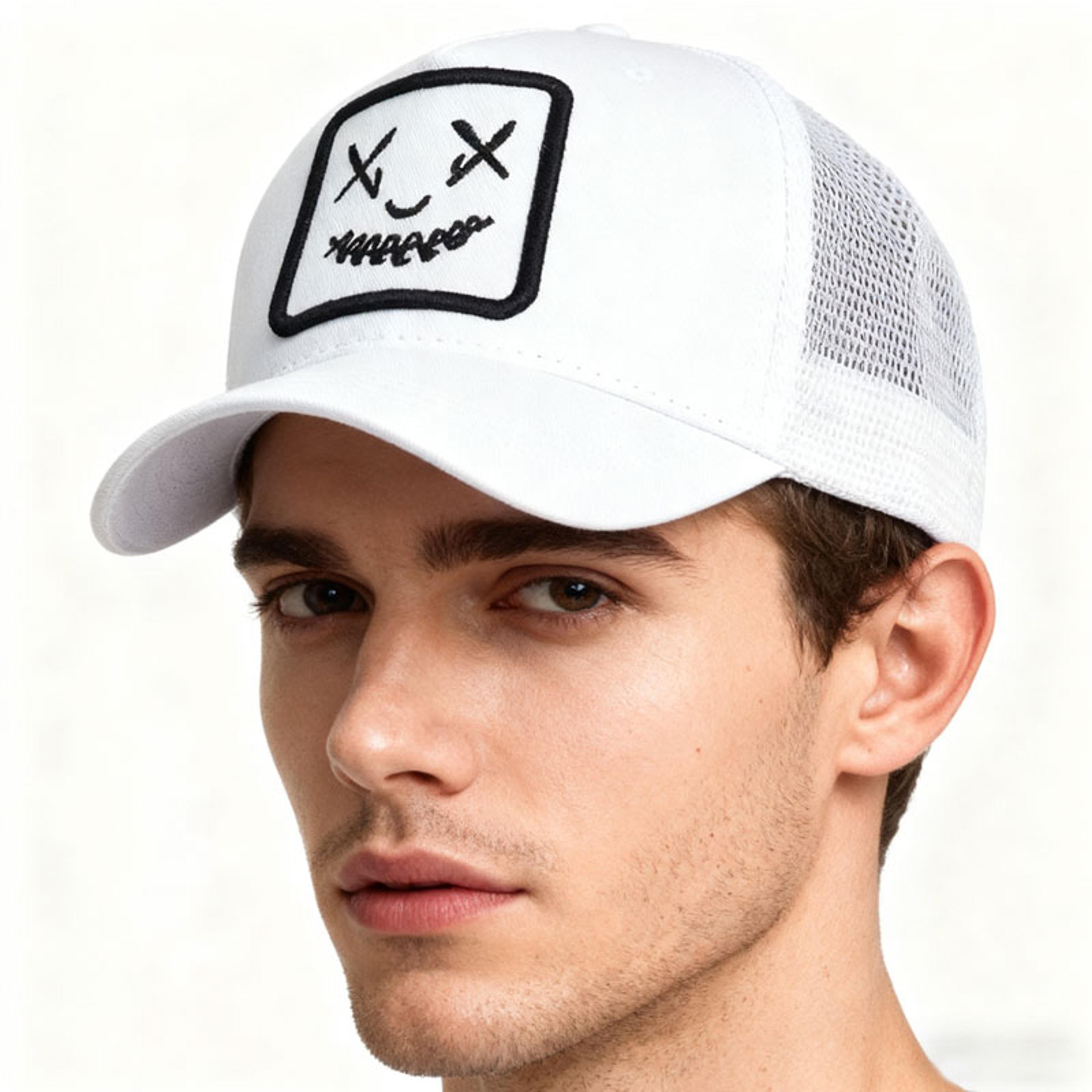 Smiley Embroidered Mesh Visor Outdoor Baseball Cap Breathable Sun Protection Cap 4
