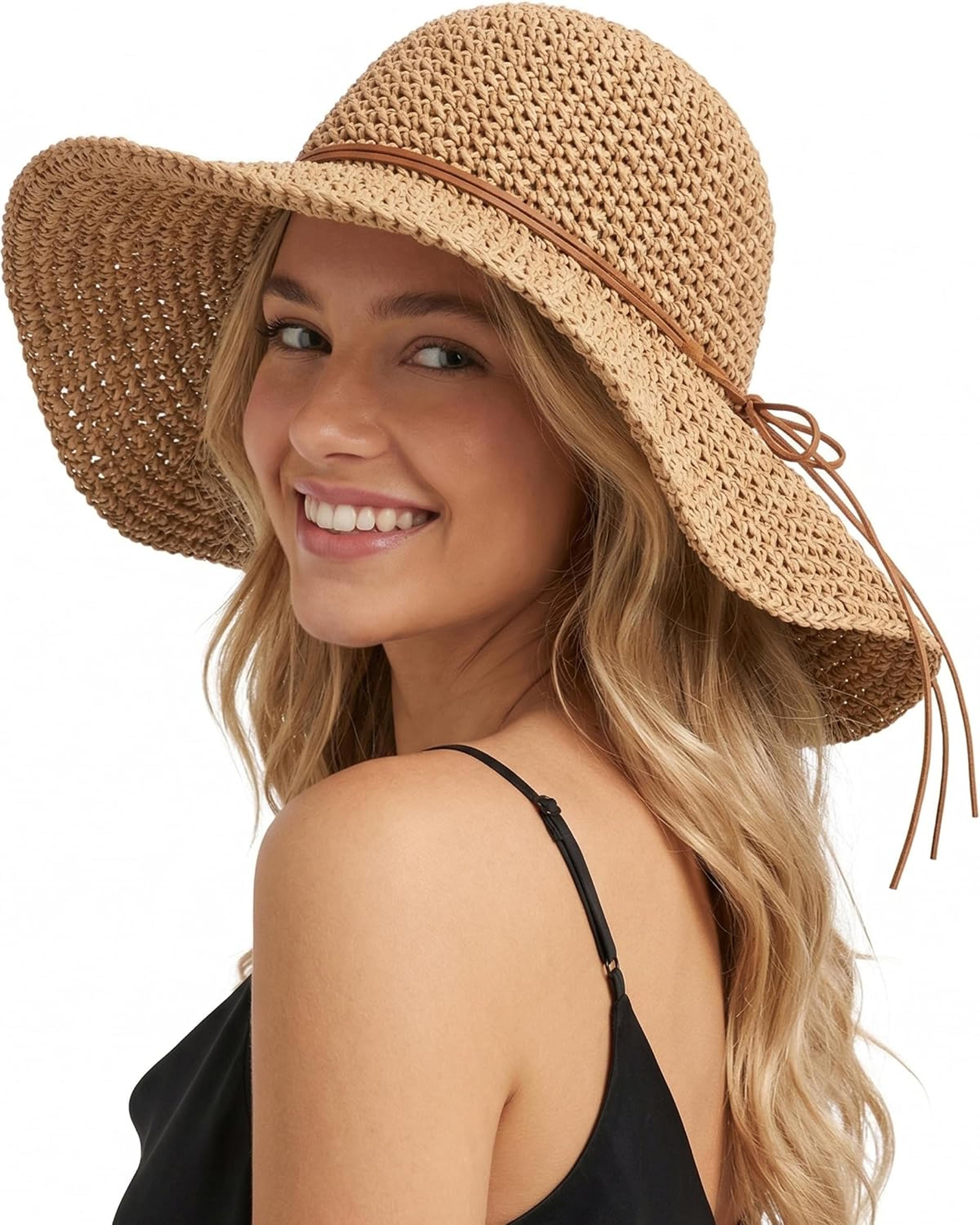 Women Straw Wide Brim Sun Hat Foldable Packable Beach Vacation Cap 0