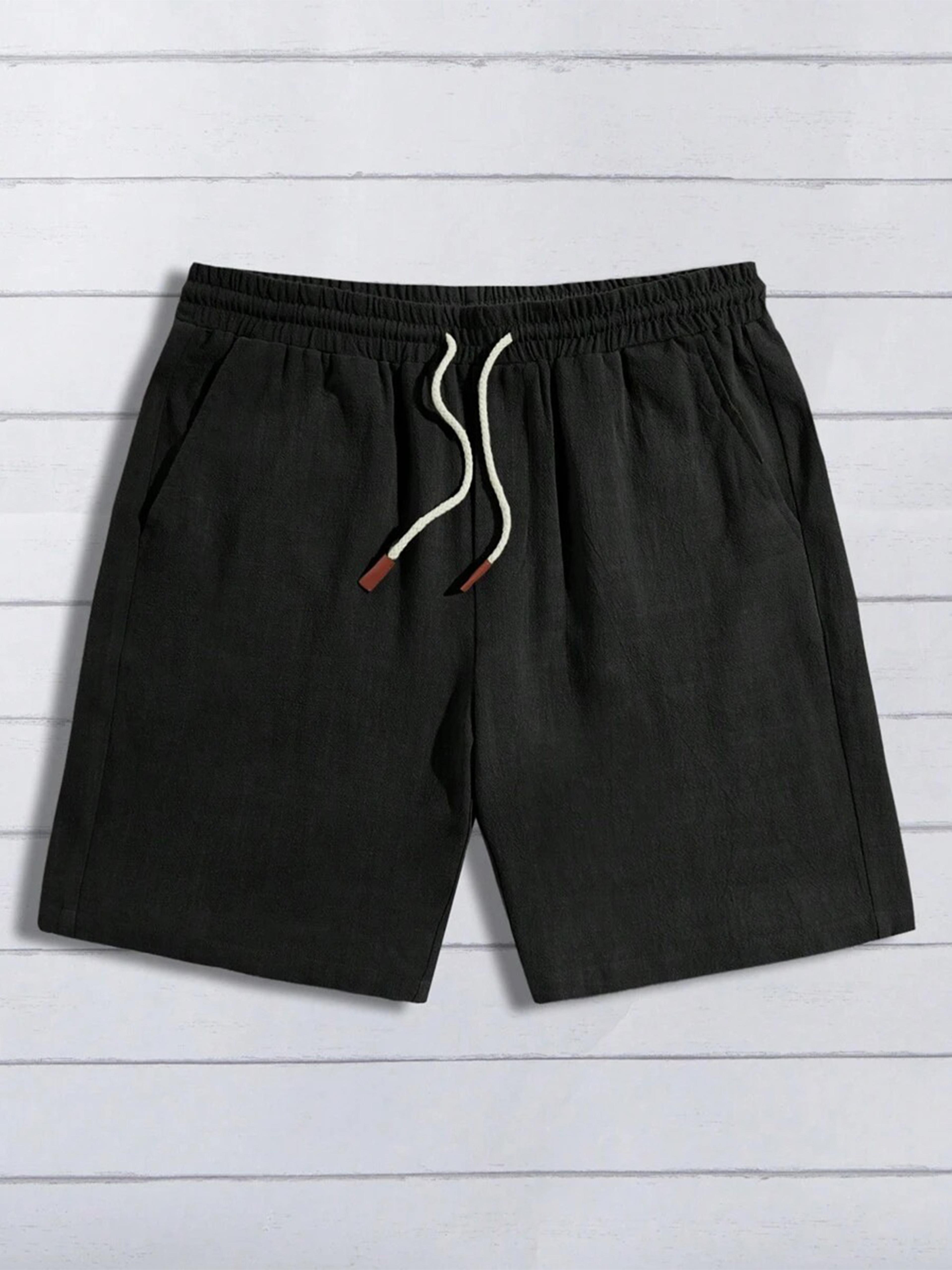 Mens Cotton Linen Beach Shorts Breathable Summer Casual 5 Inch Shorts 7