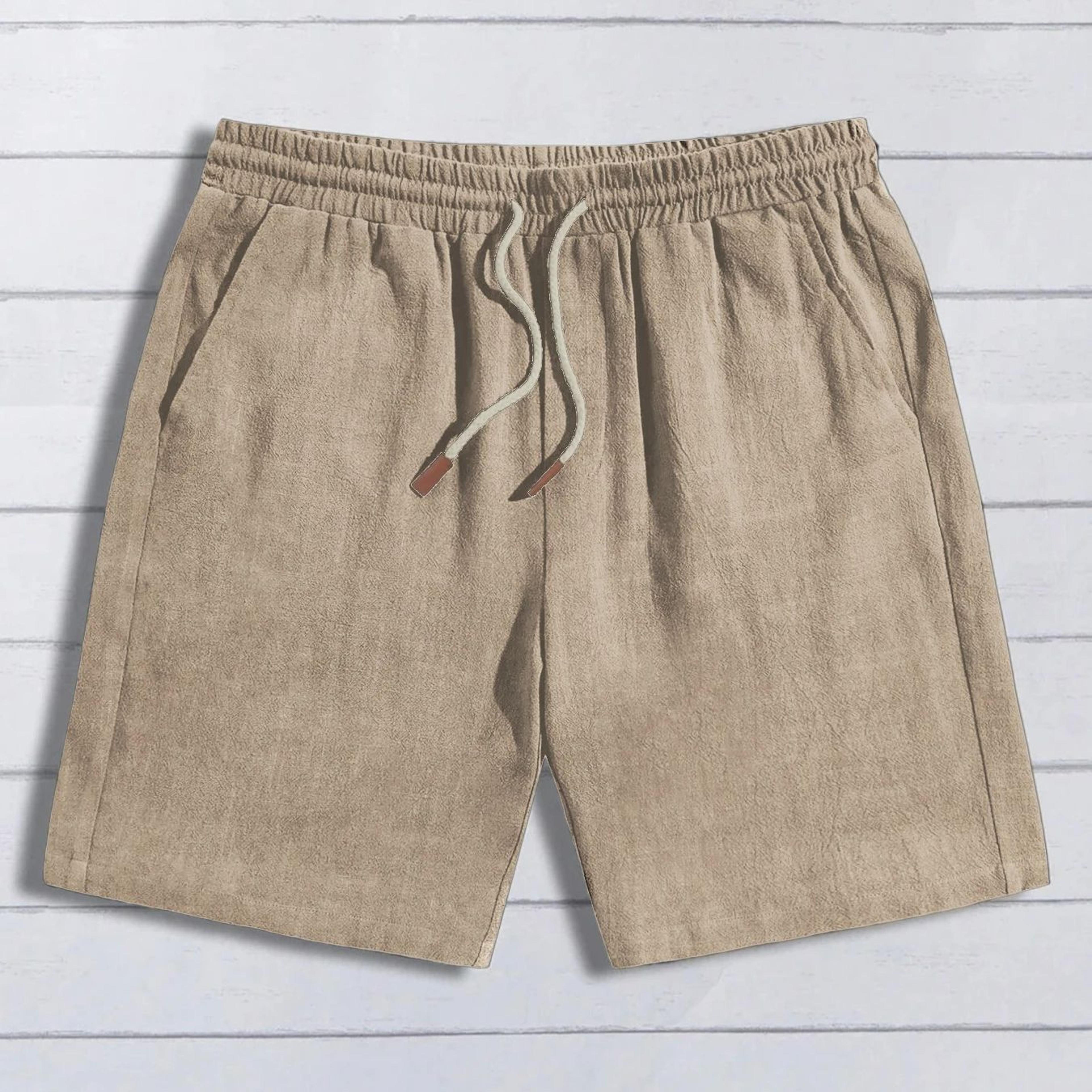Mens Cotton Linen Beach Shorts Breathable Summer Casual 5 Inch Shorts 9